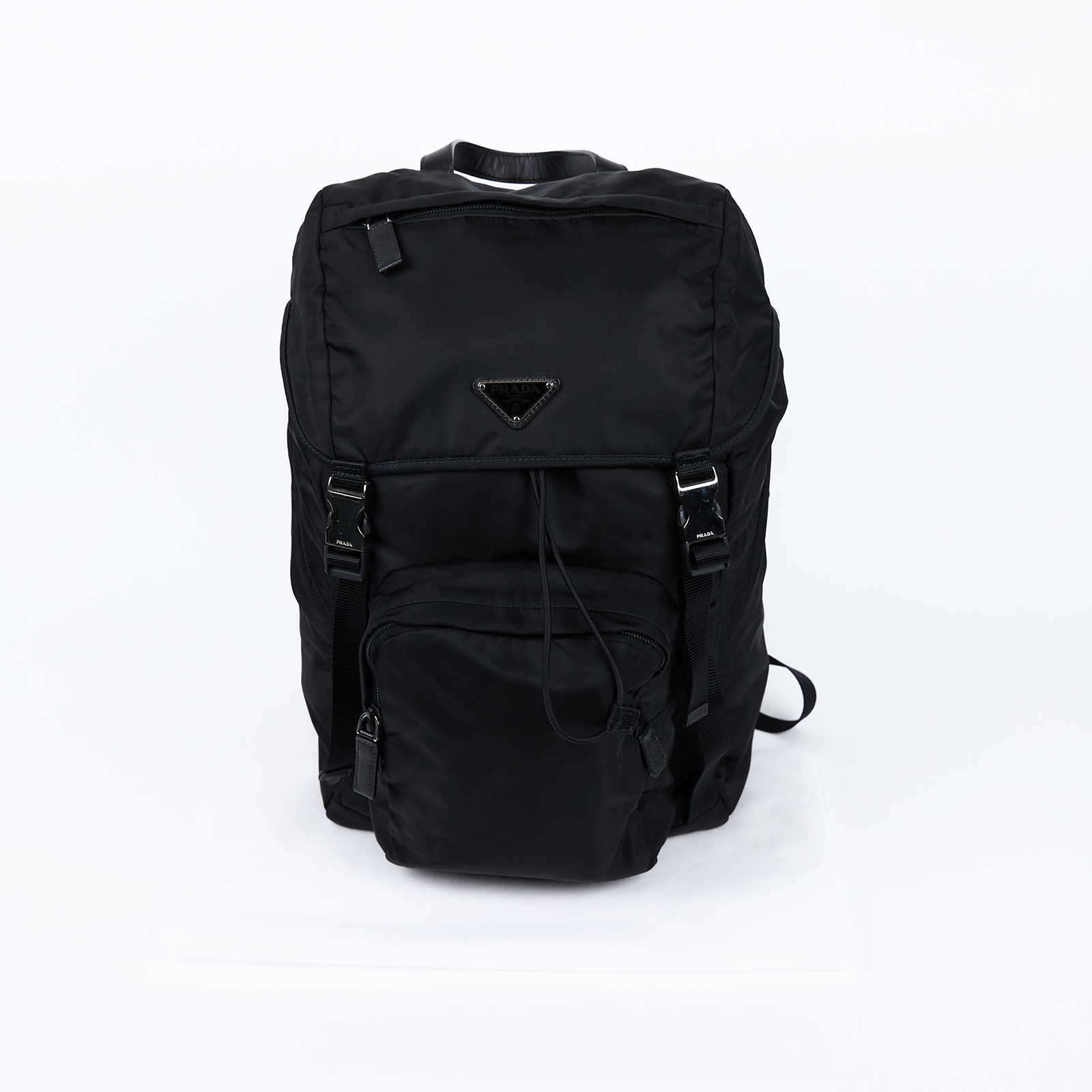 普拉達 PRADA Re-Nylon Saffiano皮革 背囊 2VZ135_2DMG 黑Saffiano 尼龍後背包 無附屬品