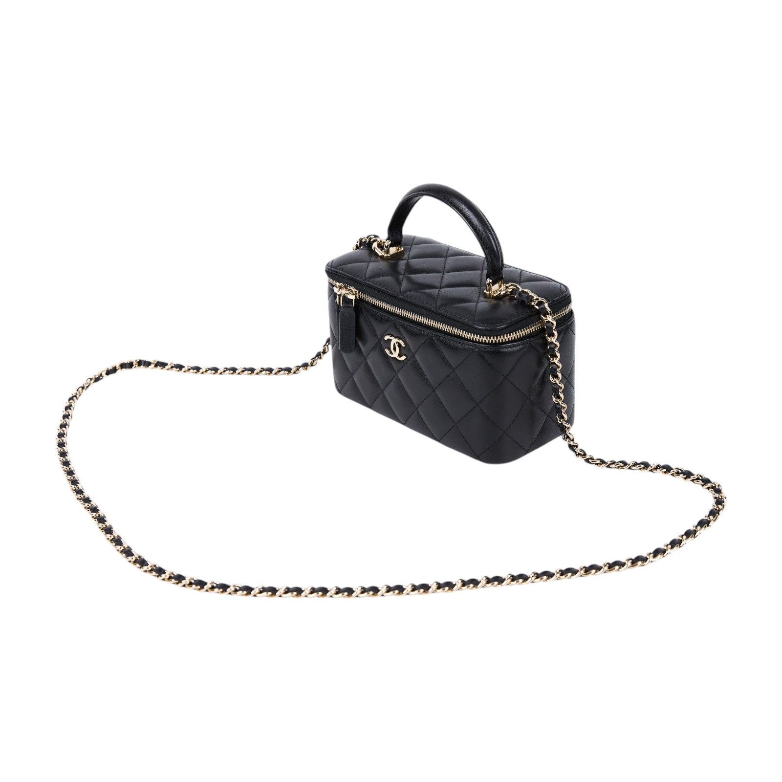 香奈兒 CHANEL Vanity Case 化妝箱 AP2199 31開 黑淡金羊化妝盒 原廠盒子/防塵袋/保證卡