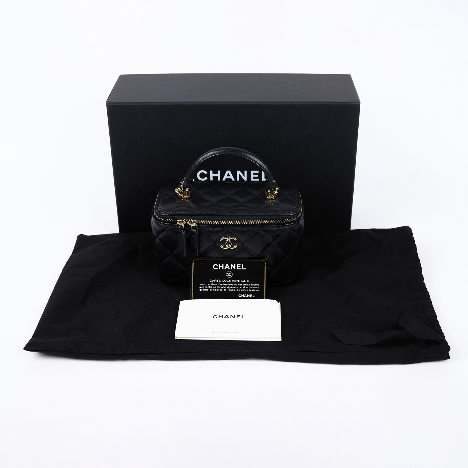 香奈兒 CHANEL Vanity Case 化妝箱 AP2199 31開 黑淡金羊化妝盒 原廠盒子/防塵袋/保證卡