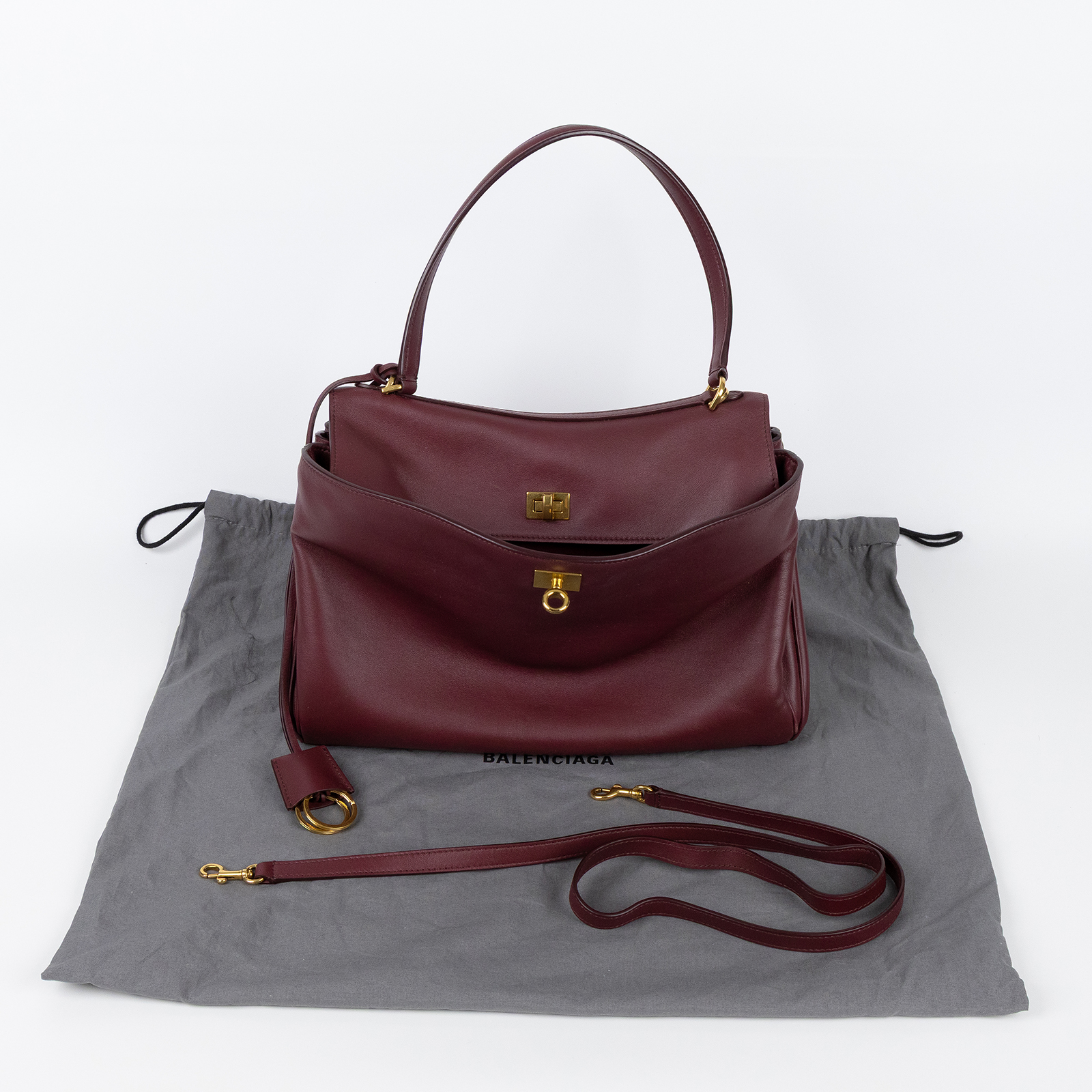 巴黎世家 BALENCIAGA Rodeo Medium 手提包 7897722AA4V 酒紅Rodeo 中號 防塵袋/背帶