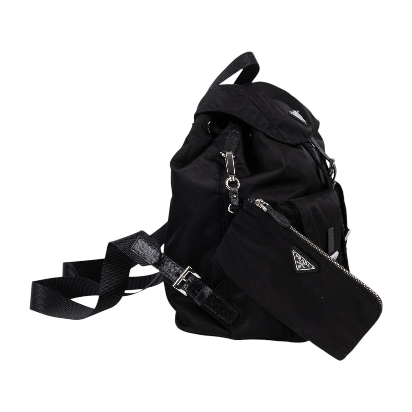 普拉達 PRADA Re-Nylon 中型 背囊 後背包 化妝袋 1BZ811_RV44 黑尼龍後背包 防塵袋/內袋