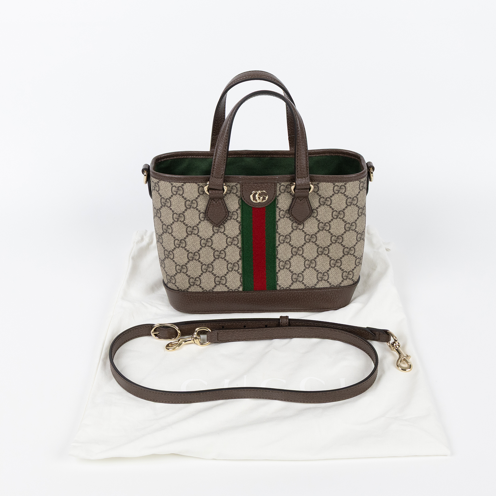 古馳 GUCCI Ophidia 系列小型托特包 836848 FAE0J 棕GG Ophidia托特2WAY 防塵袋/背帶