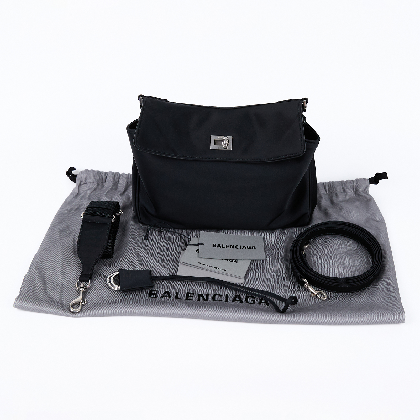 巴黎世家 BALENCIAGA Rodeo Small 郵差包 斜背包 手提包 銀色五金 8275832AB6F  防塵袋/背帶2/鑰匙圈吊飾