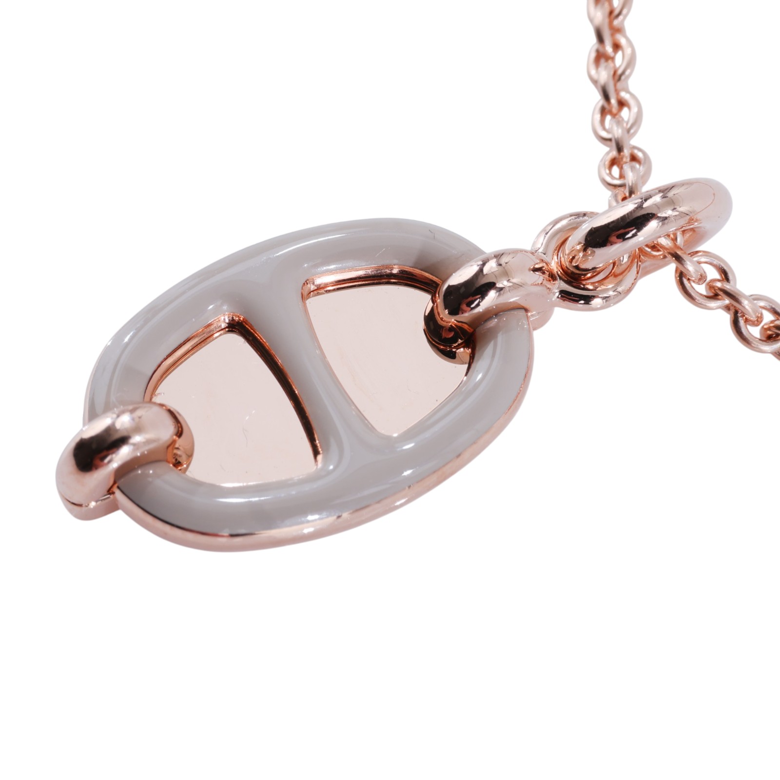 愛馬仕 Hermes Mini Maillon 漆面金屬墜飾 PM 栗子色 H100053FO55 GD 02 74  原廠盒子/防塵袋