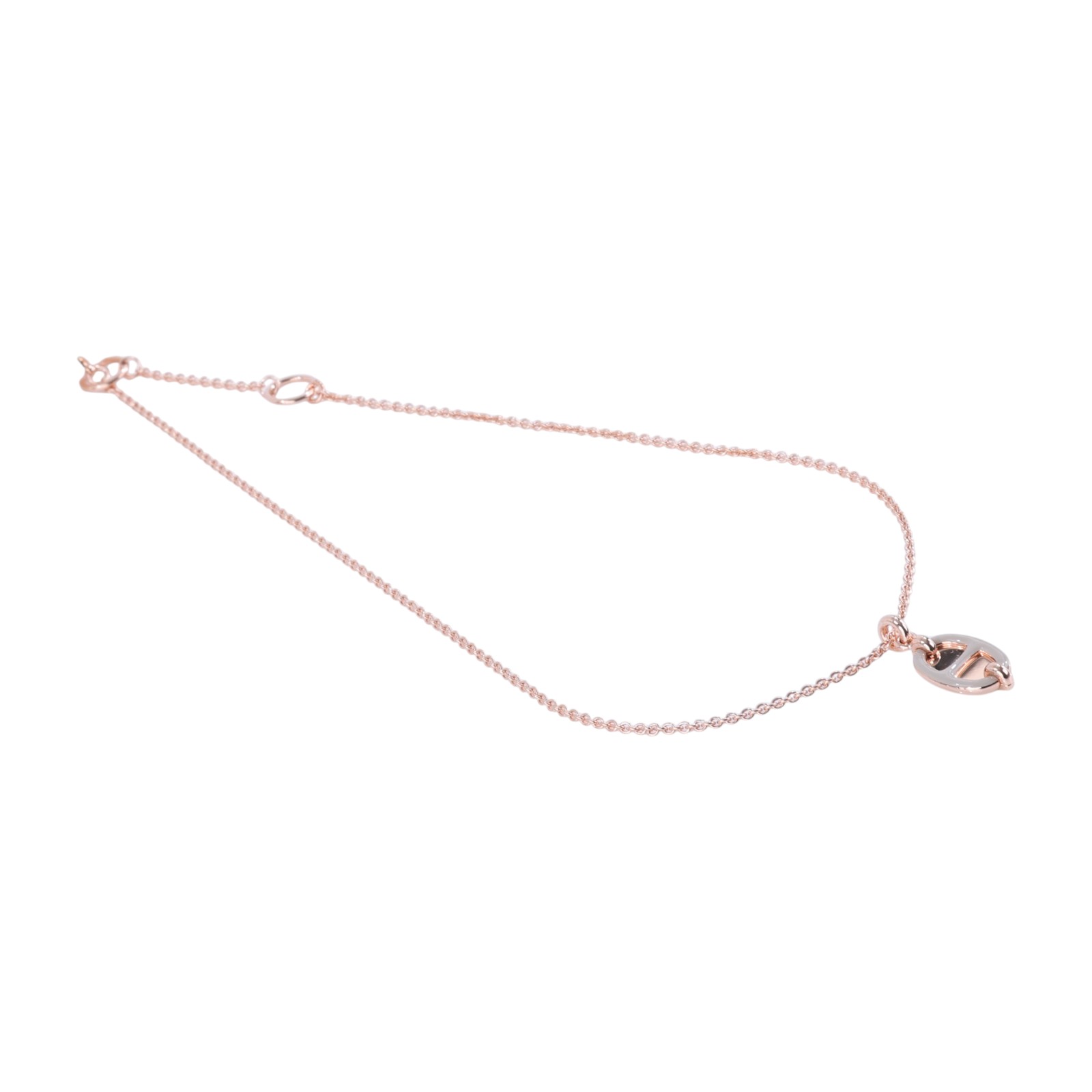 愛馬仕 Hermes Mini Maillon 漆面金屬墜飾 PM 栗子色 H100053FO55 GD 02 74  原廠盒子/防塵袋