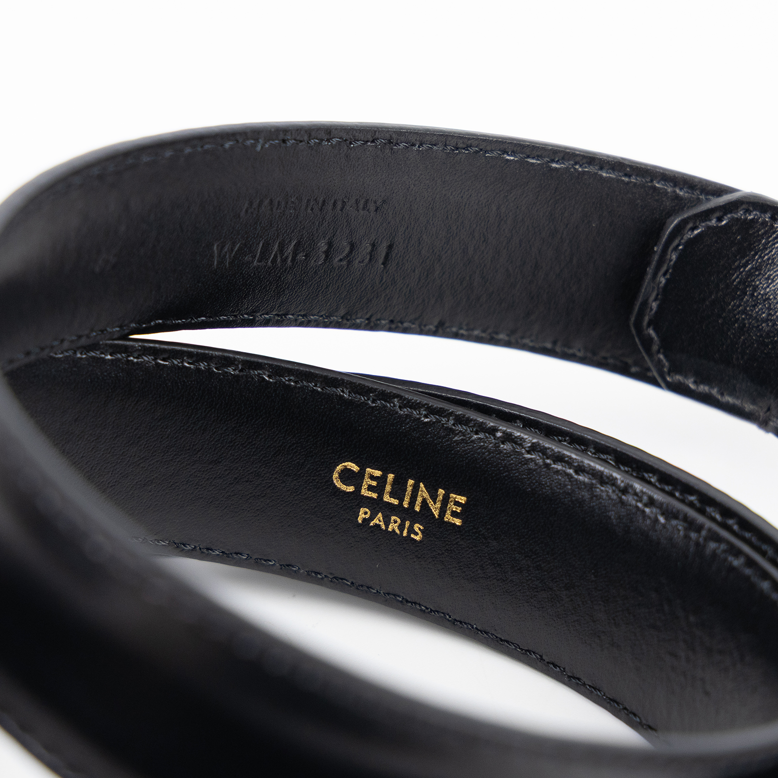 思琳 CELINE Triomphe 25毫米 腰帶 皮帶 45AK93A01_85 黑金凱旋門皮帶 #85 原廠盒子/防塵袋