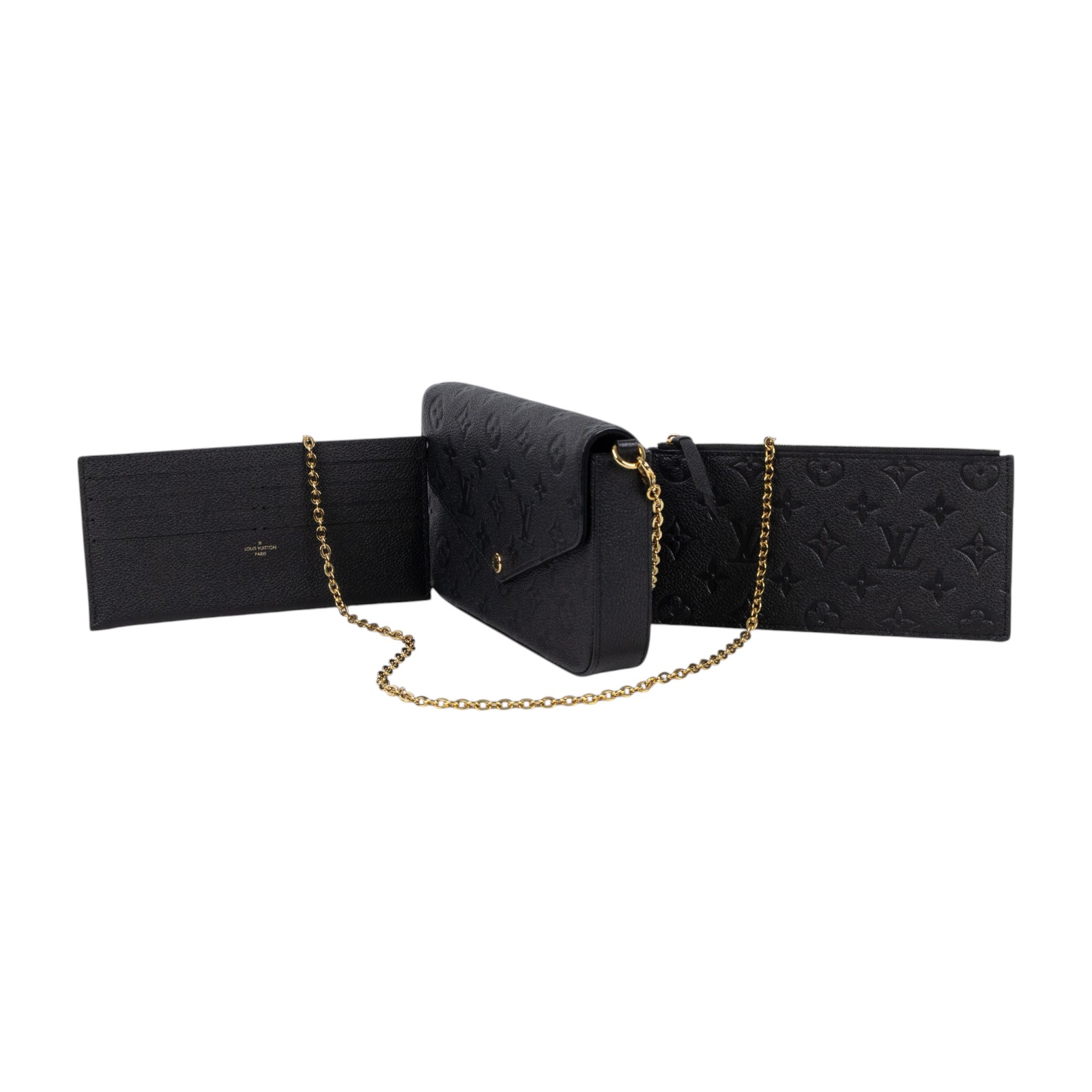 路易威登 LOUIS VUITTON Félicie Pochette 經典壓花皮格 WOC 翻蓋 斜背 鍊帶 肩背包 黑色 M82477 晶片款  背帶/內袋2