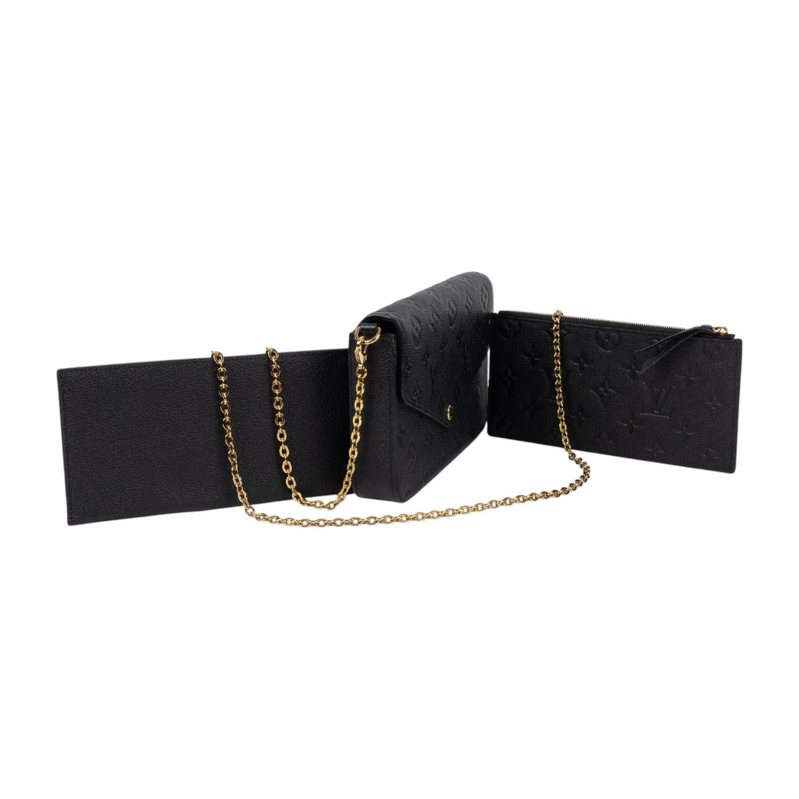 路易威登 LOUIS VUITTON Félicie Pochette 經典壓花皮格 WOC 翻蓋 斜背 鍊帶 肩背包 黑色 M82477 晶片款  背帶/內袋2