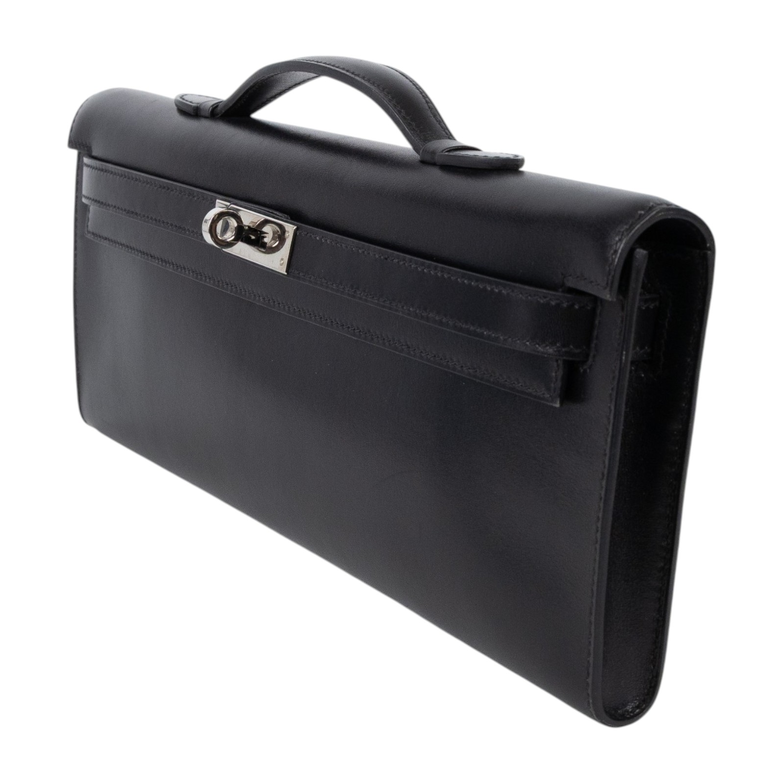 愛馬仕 Hermes Kelly Cut 手拿包 KLC □M 27S □M 黑銀 Kelly Cut 防塵袋