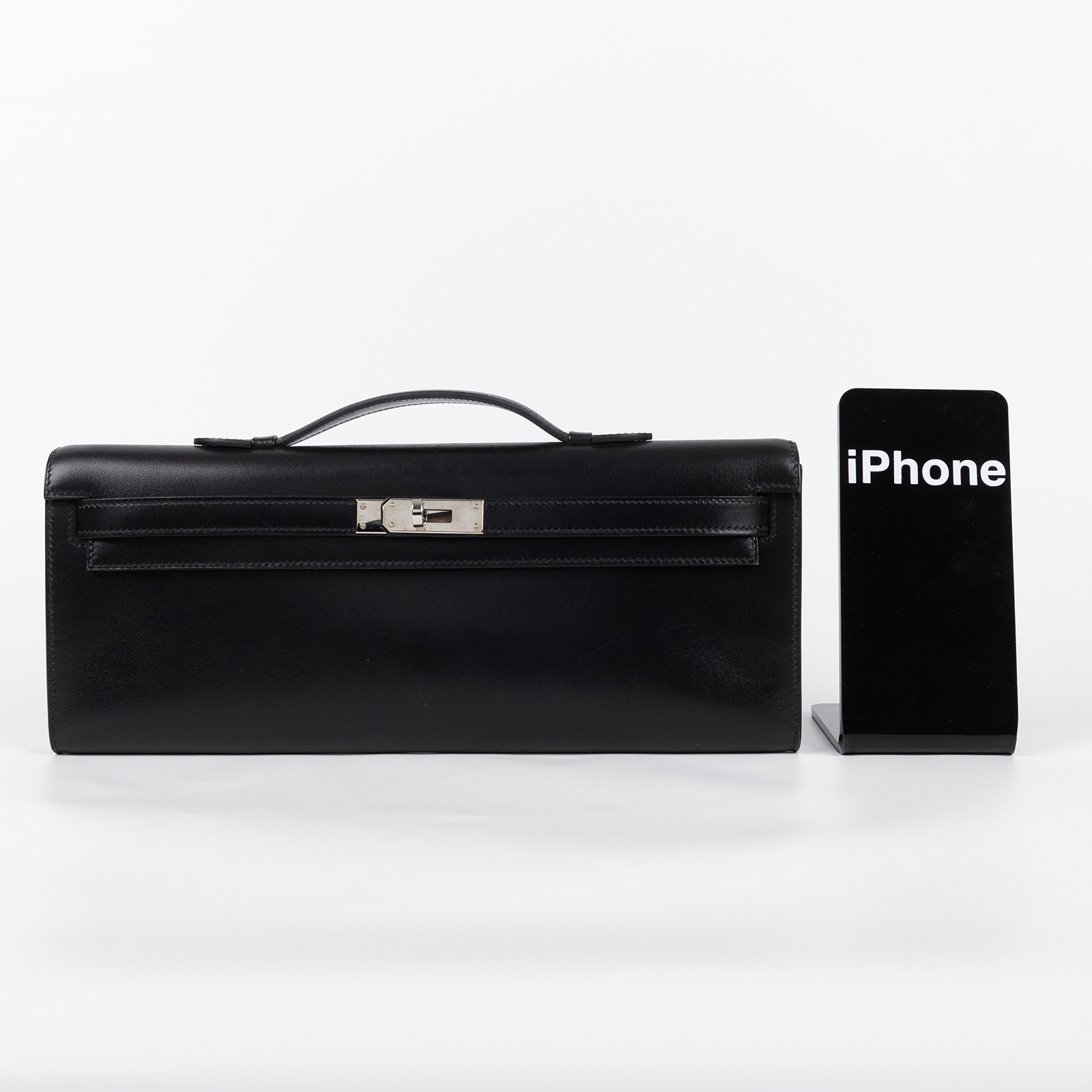 愛馬仕 Hermes Kelly Cut 手拿包 KLC □M 27S □M 黑銀 Kelly Cut 防塵袋