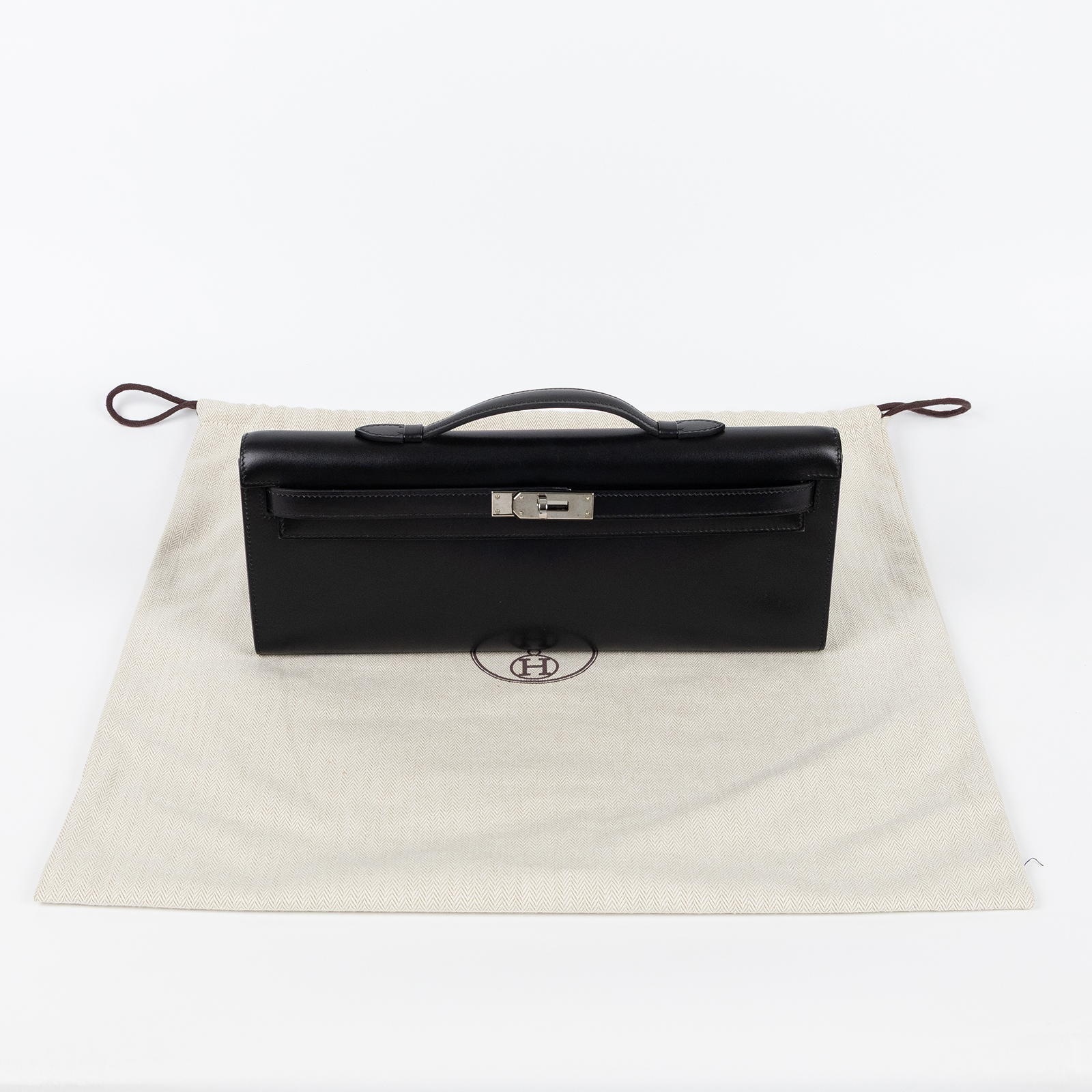 愛馬仕 Hermes Kelly Cut 手拿包 KLC □M 27S □M 黑銀 Kelly Cut 防塵袋