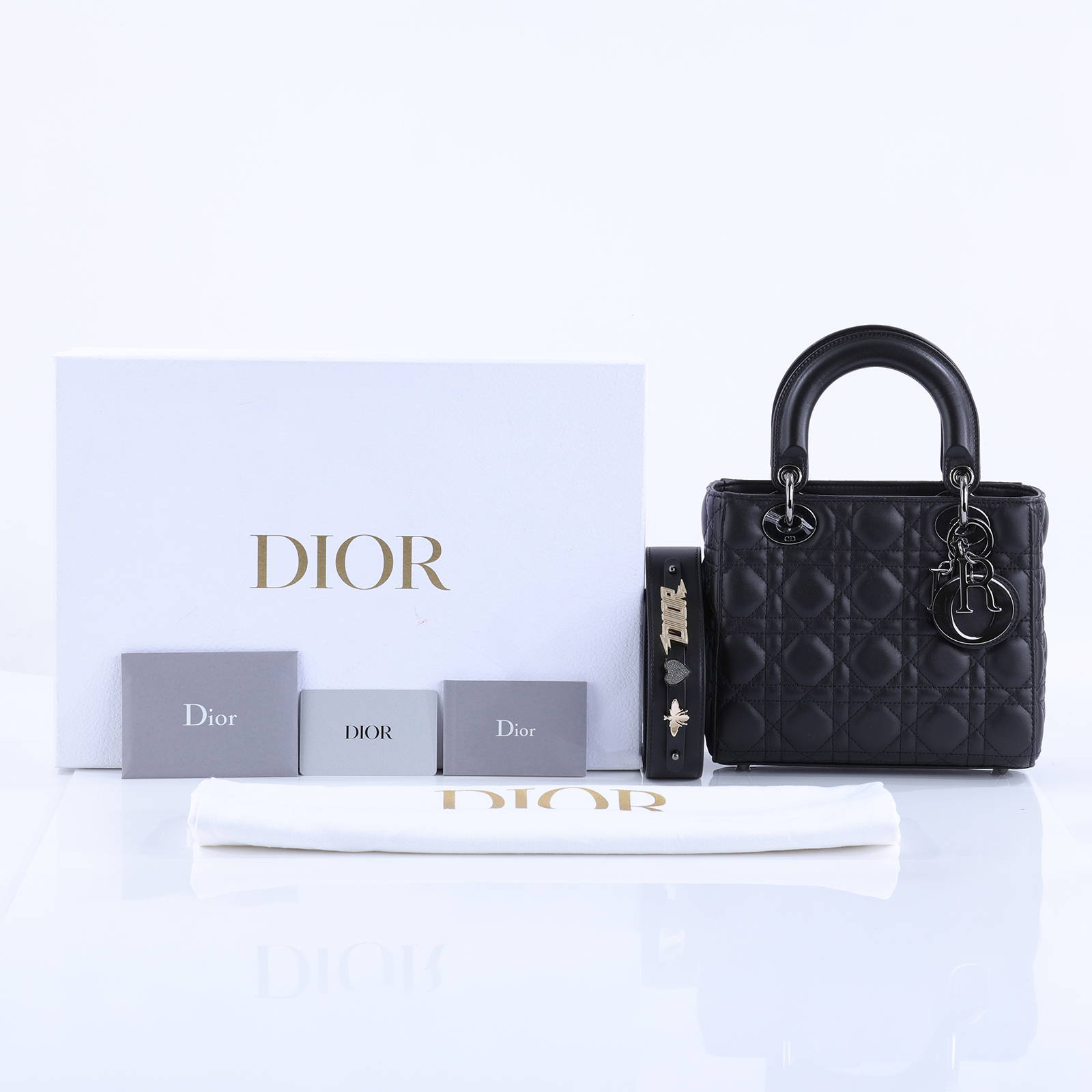 迪奧 CHRISTIAN DIOR Lady Dior My ABCDior 小型 肩背 手提包 M0538PNGE  原廠盒子/防塵袋/背帶/保證卡