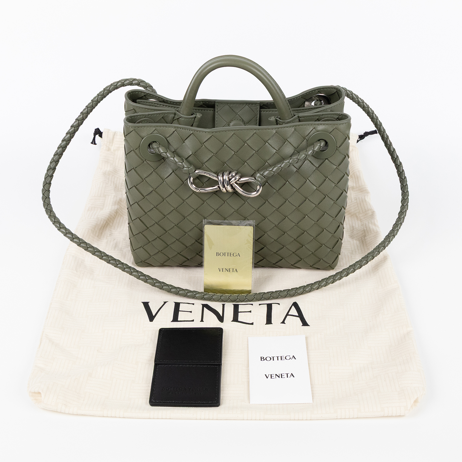 寶緹嘉 BOTTEGA VENETA Small Andiamo With Chain 小型 手提包 肩背包 斜背包 766014VCPP1 晶片款  防塵袋/保證卡