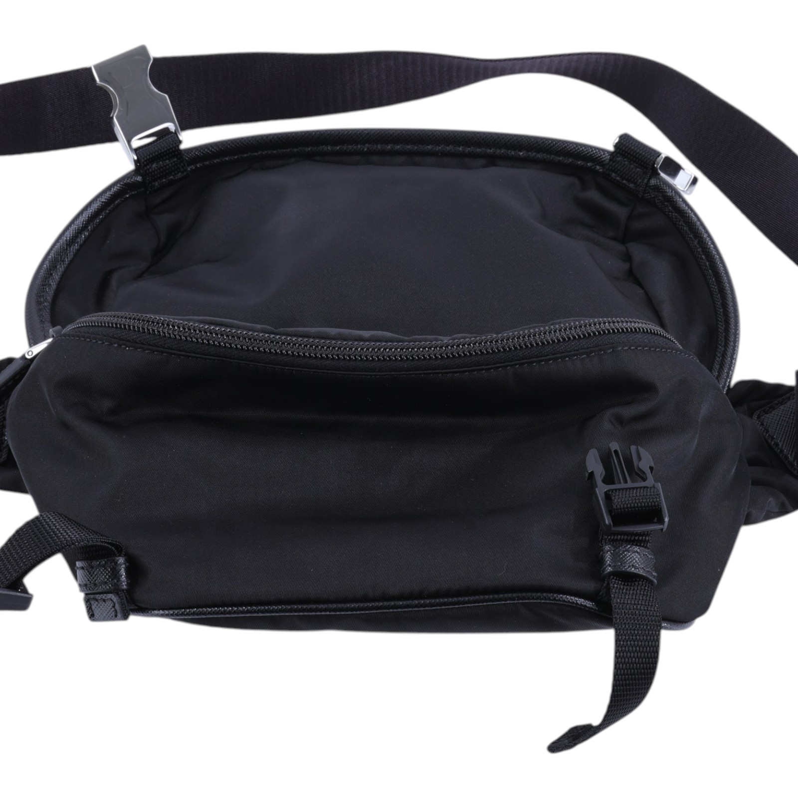 普拉達 PRADA Re-nylon 及 Saffiano 皮革肩背袋 2VH171_2DMG 黑尼龍斜背包 防塵袋
