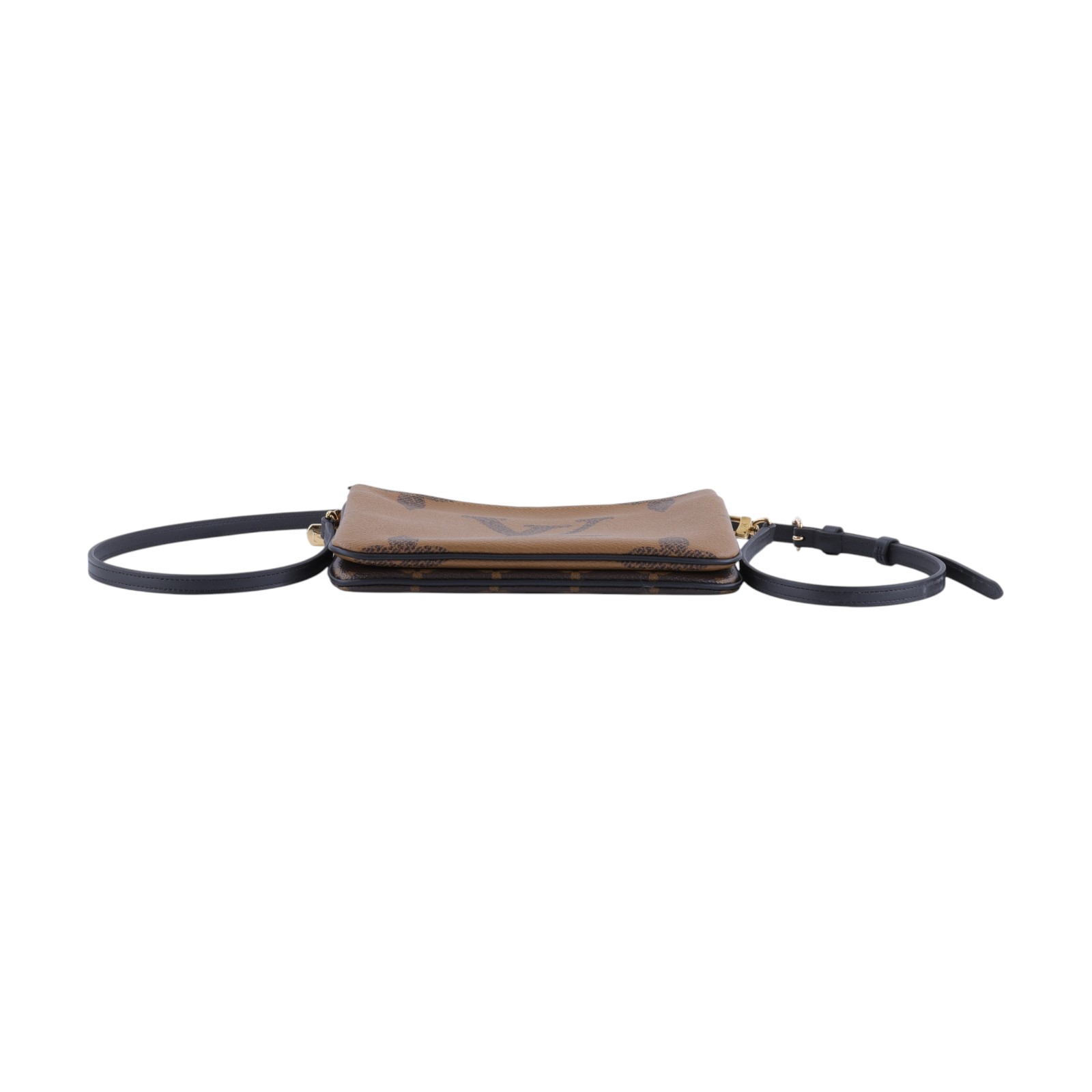 路易威登 LOUIS VUITTON Double Zip Pochette Reverse 帆布 多夾層手拿 斜背包 M69203 晶片款  防塵袋/背帶