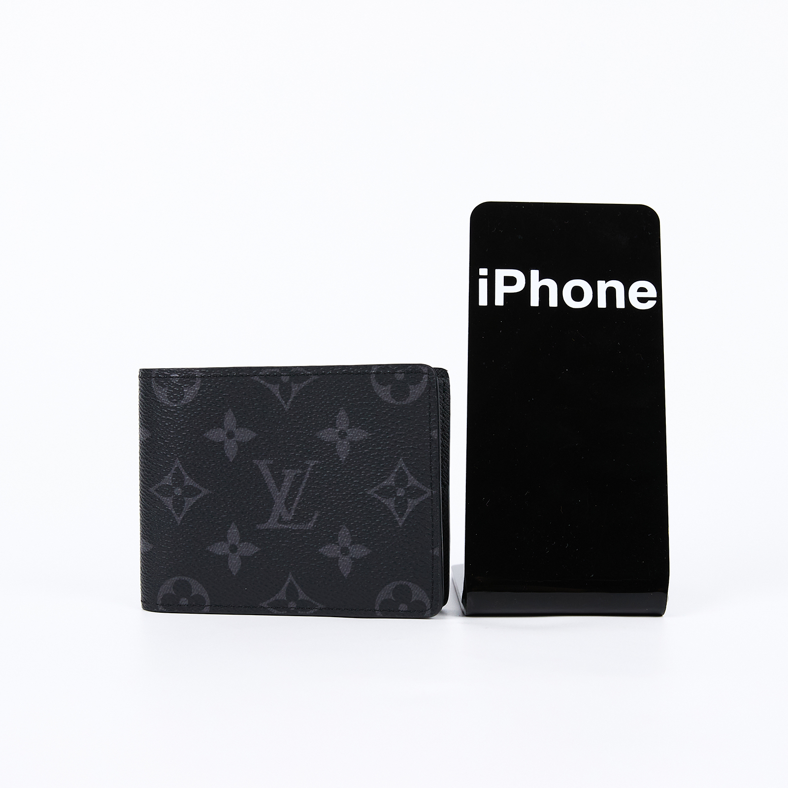 路易威登 LOUIS VUITTON Slender 錢包 Eclipse帆布 錢包 短夾 M62294 晶片款 黑原花短夾 台灣購買證明