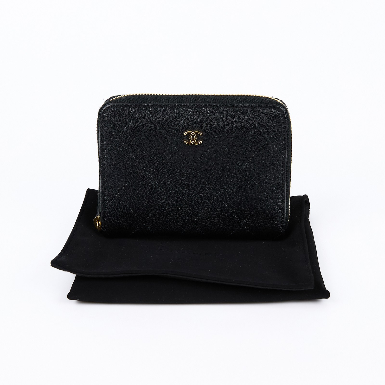 香奈兒 CHANEL 錢包 拉鍊 短夾 AP4652 晶片款 黑金牛皮ㄇ字拉鍊短夾 防塵袋