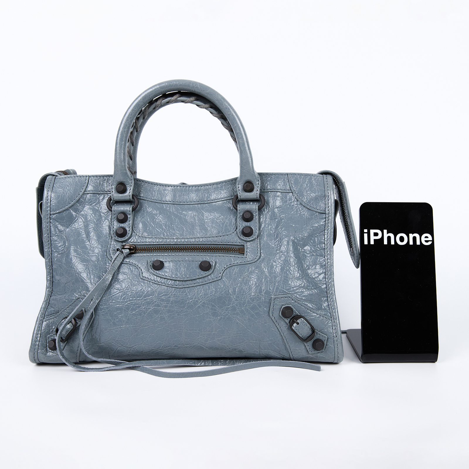 巴黎世家 BALENCIAGA Le City Bag Small 8657622ACFH 灰藍Le City Small 背帶/鏡子
