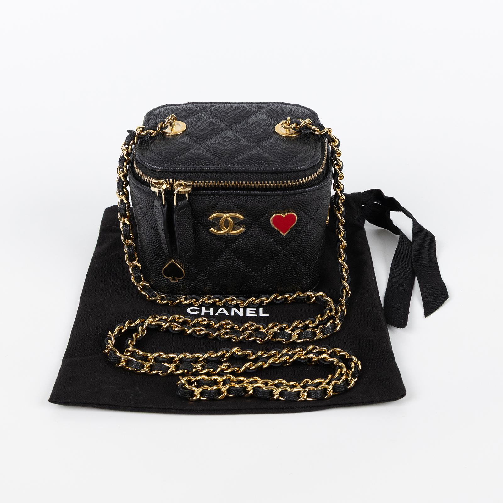 香奈兒 CHANEL Vanity 化妝箱 化妝盒 肩背包 斜背包 AP3078 晶片款 黑荔枝POKER VANITY 防塵袋