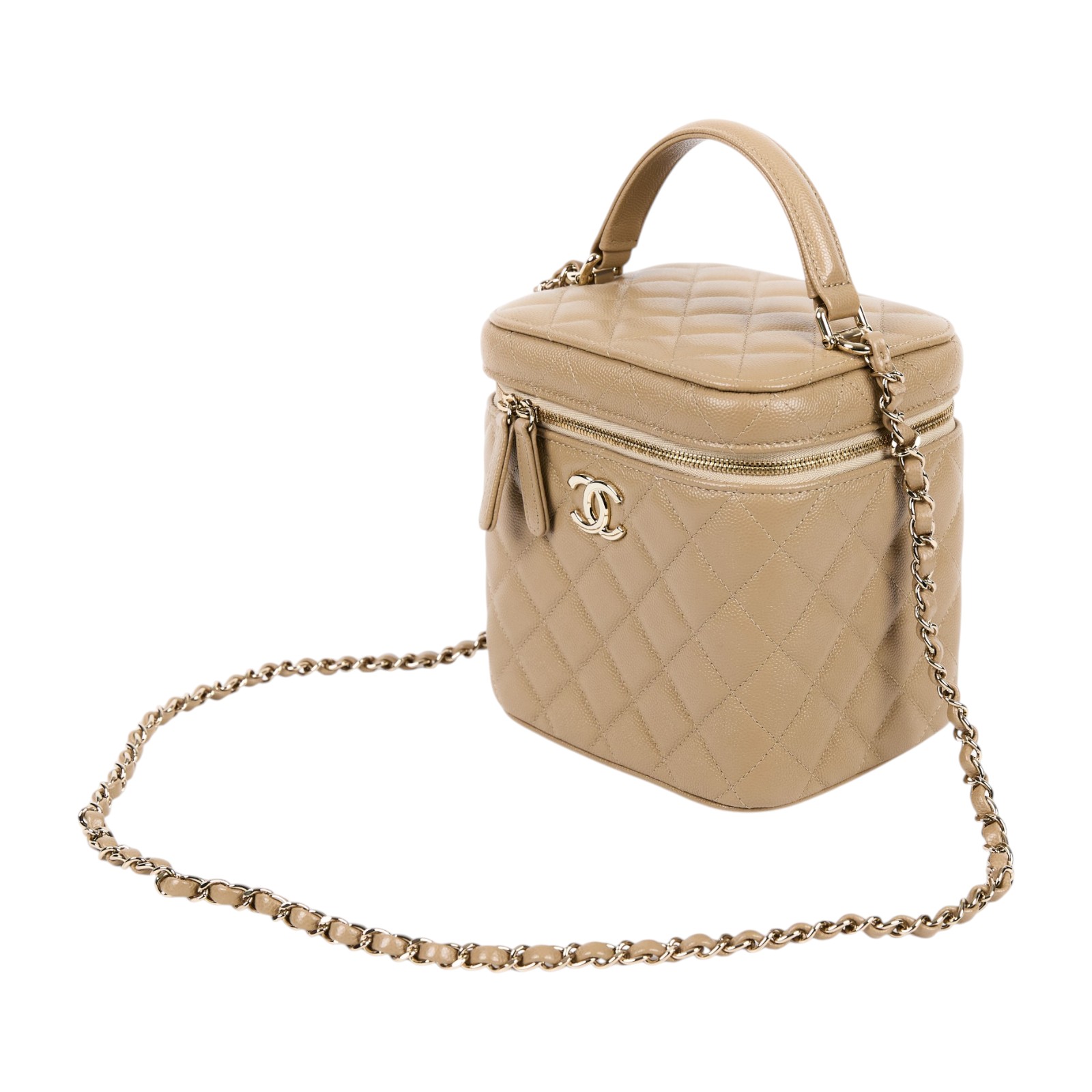 香奈兒 CHANEL Vanity 化妝箱 手提包 肩背包 斜背包 AS2362 晶片款 奶茶色VANITY化妝包 防塵袋