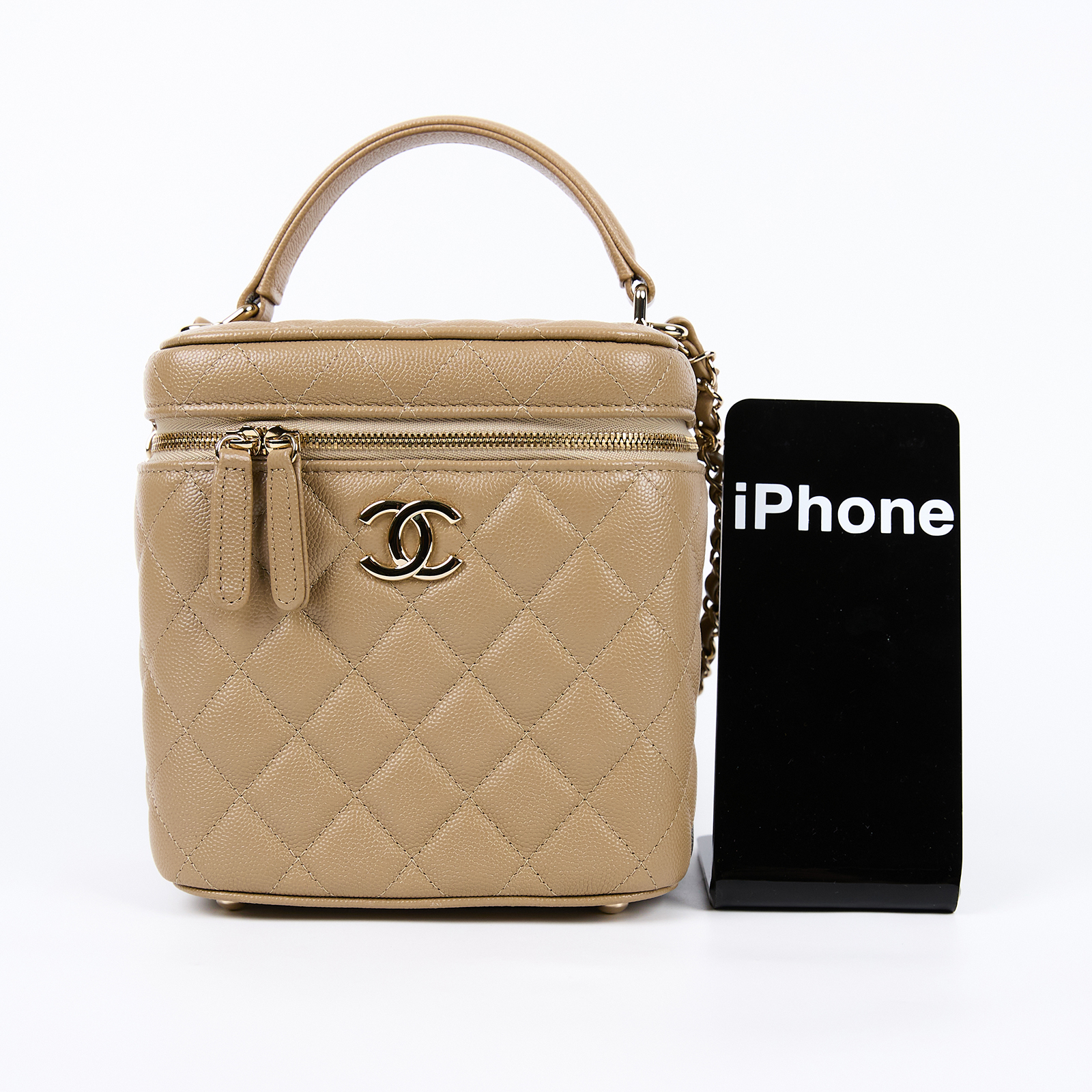 香奈兒 CHANEL Vanity 化妝箱 手提包 肩背包 斜背包 AS2362 晶片款 奶茶色VANITY化妝包 防塵袋