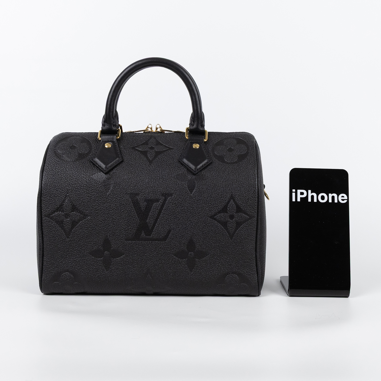 路易威登 LOUIS VUITTON Speedy Bandoulière  25 黑色 大LOGO 手提 斜背 波士頓包 M58951 晶片款  原廠盒子/防塵袋/背帶/鎖組