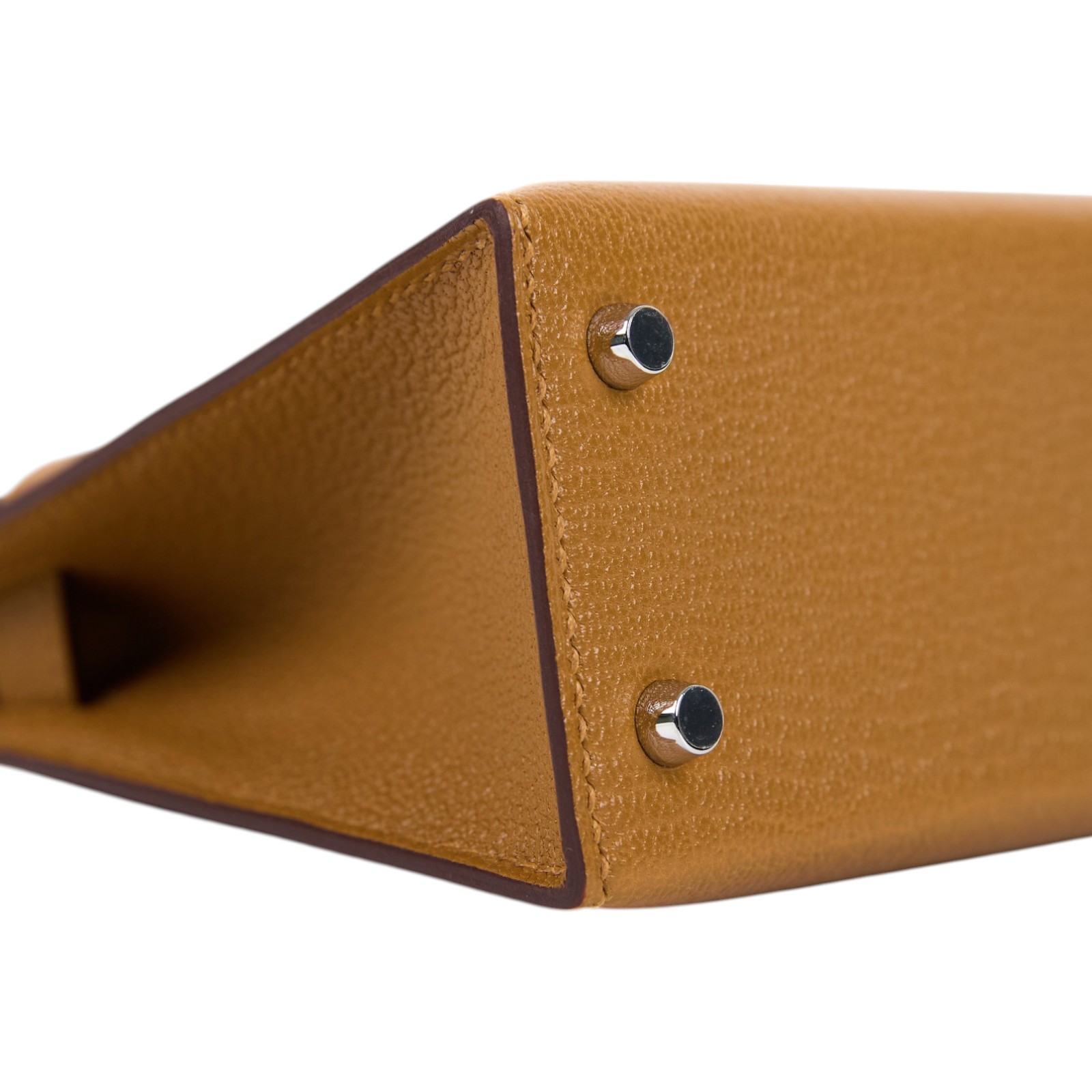 愛馬仕 Hermes Kelly Bag 凱莉包 mini 銀色五金 焦糖色 可可色 H079148CKCL /KHT768DK  原廠盒子/防塵袋/背帶/台灣購買證明