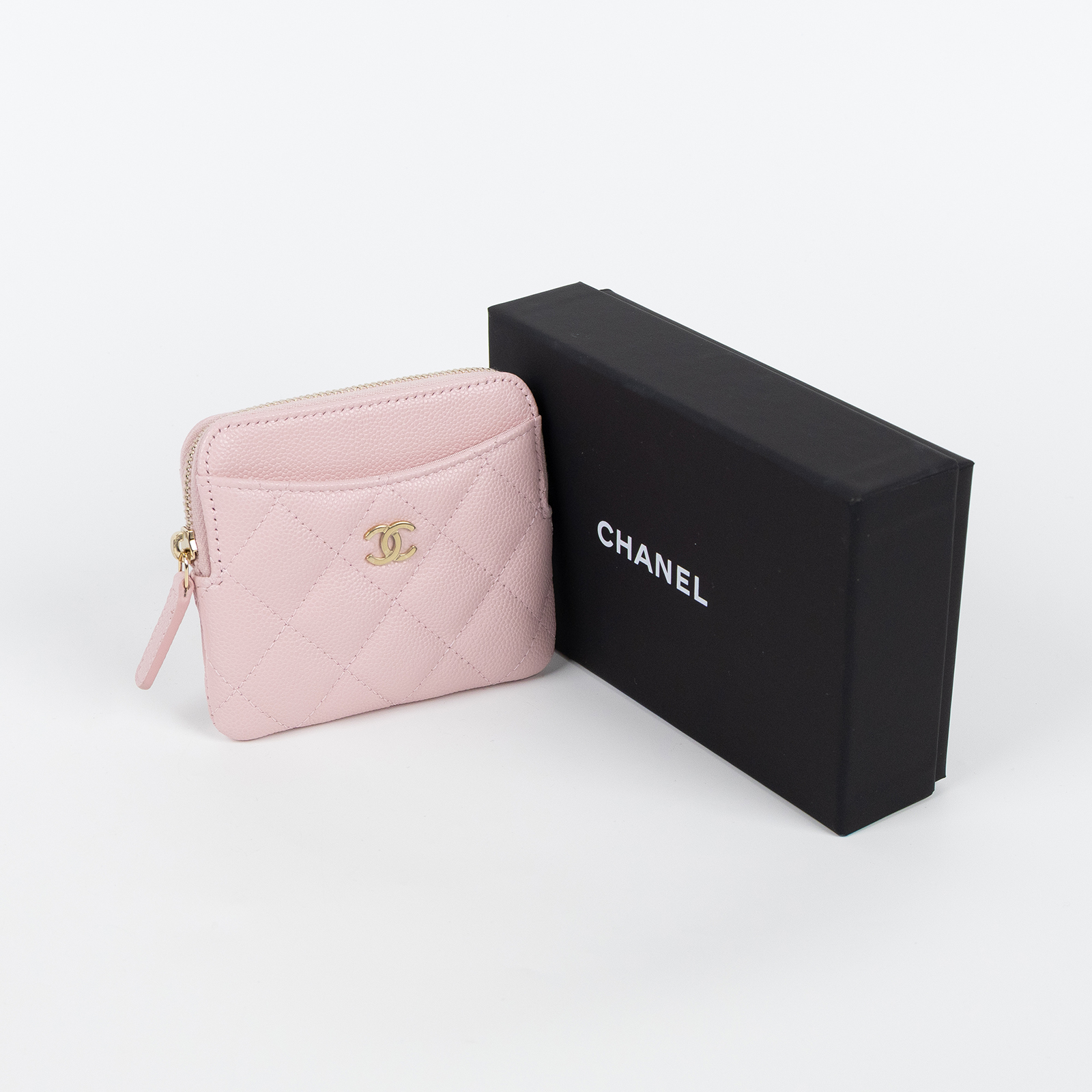 香奈兒 CHANEL 零錢包 卡夾 AP2061  晶片款 粉荔枝吐司零錢包 原廠盒子
