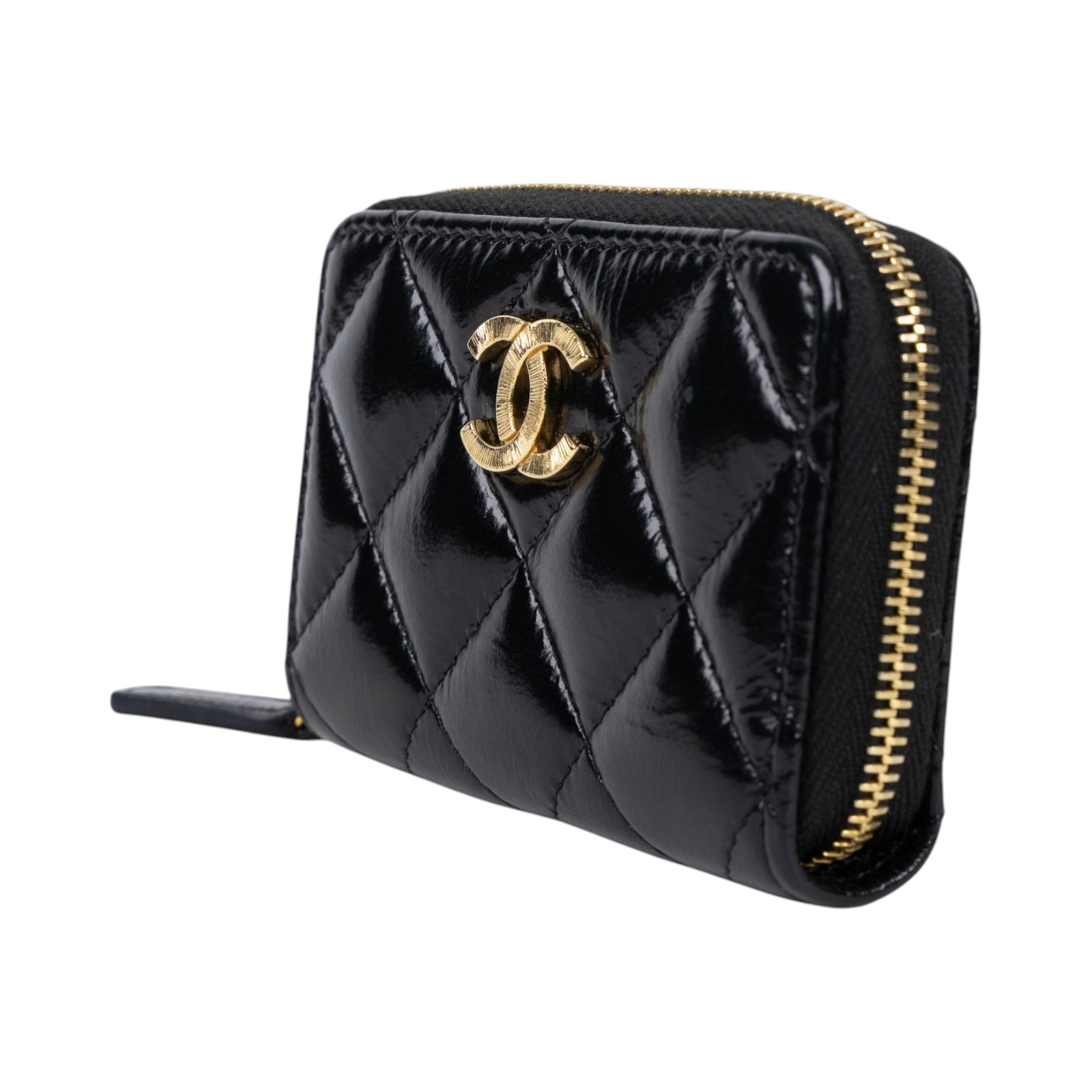 香奈兒 CHANEL CC LOGO 零錢包 卡包 錢包 AP4262 晶片款 黑金油蠟拉鍊卡包 無附屬品