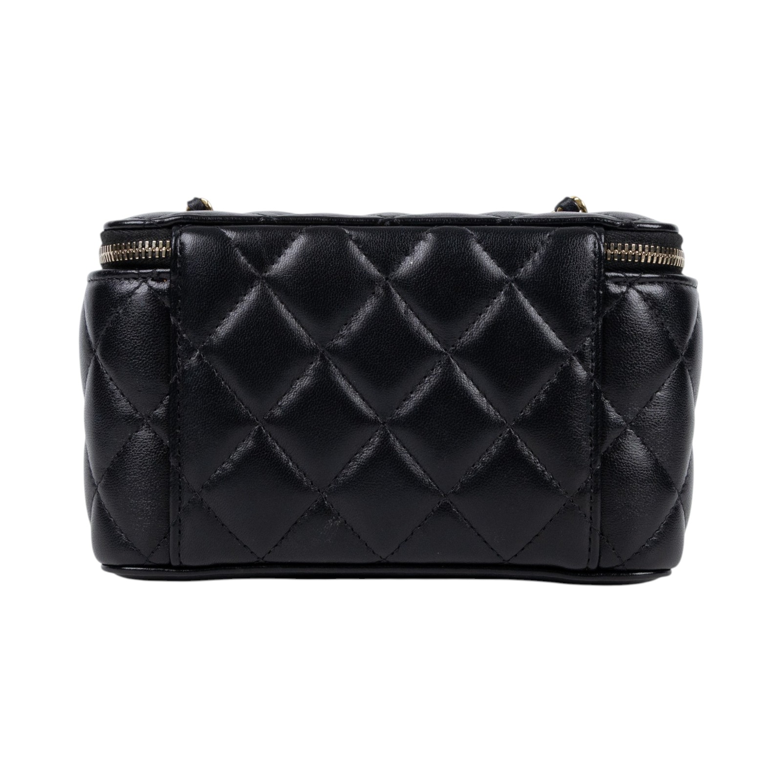 香奈兒 CHANEL CC LOGO 化妝盒 化妝箱 斜背包 Vanity Case AP3258 晶片款 黑金羊皮調節扣VANITY 防塵袋