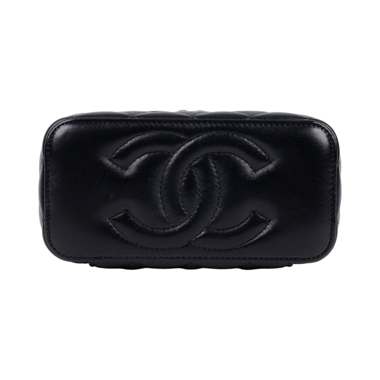 香奈兒 CHANEL CC LOGO 化妝盒 化妝箱 斜背包 Vanity Case AP3258 晶片款 黑金羊皮調節扣VANITY 防塵袋