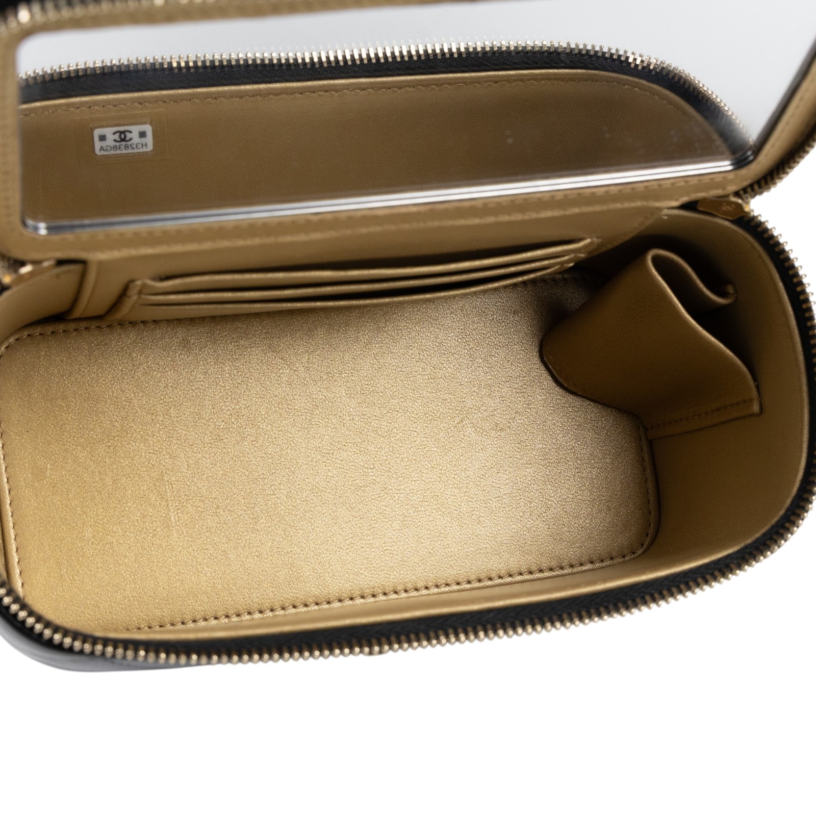 香奈兒 CHANEL CC LOGO 化妝盒 化妝箱 斜背包 Vanity Case AP3258 晶片款 黑金羊皮調節扣VANITY 防塵袋