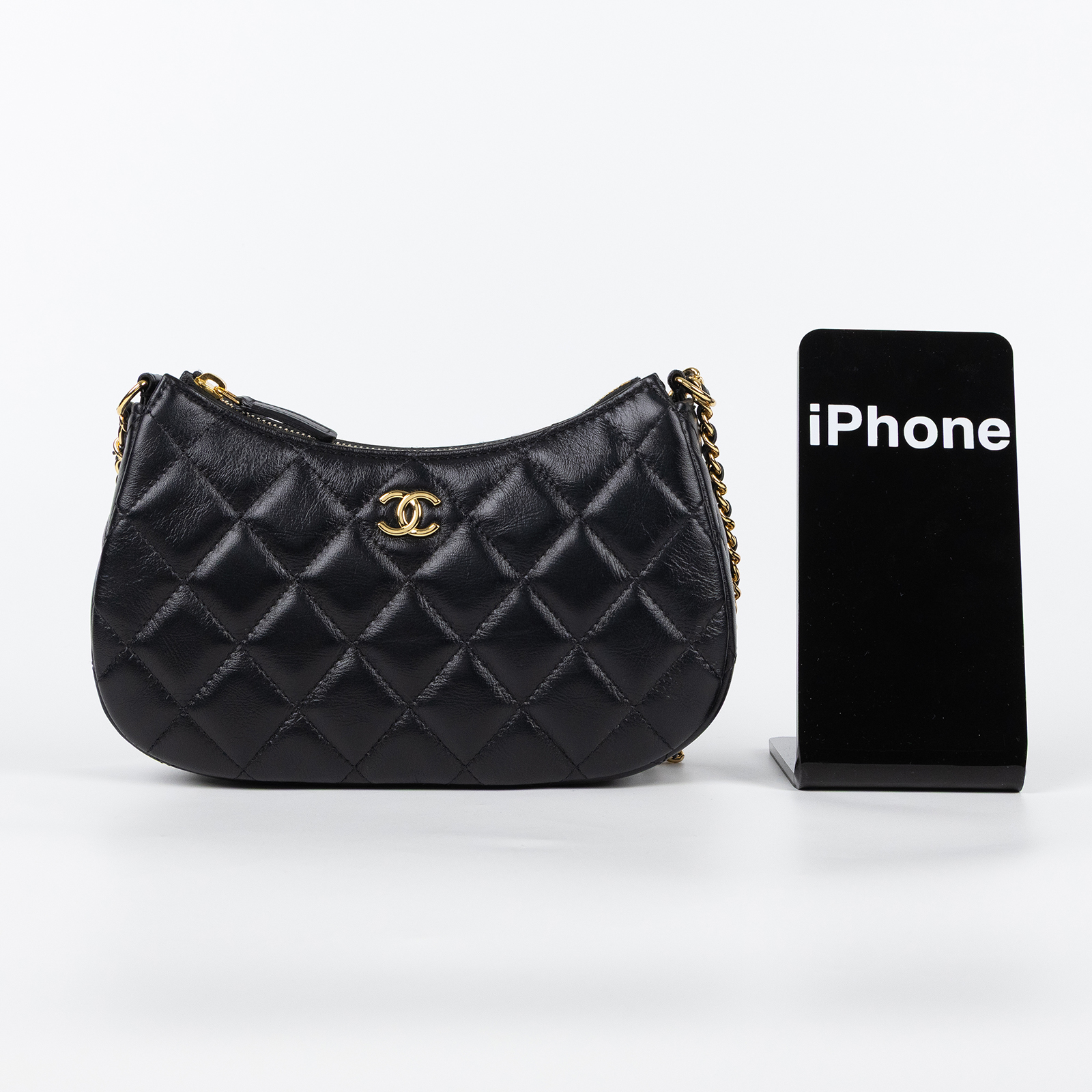 香奈兒 CHANEL HOBO 腋下包 肩背包 小型 AP3786 晶片款 黑金愛心鍊HOBO腋下包 防塵袋