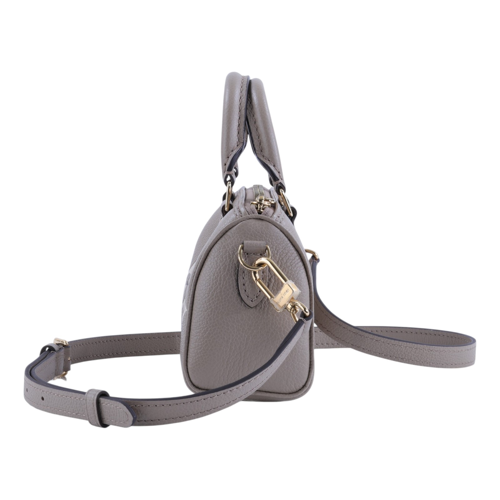 路易威登 LOUIS VUITTON Nano Speedy 手提 斜背 肩背包 灰色 奶油色 M82890 晶片款  原廠盒子/防塵袋/背帶