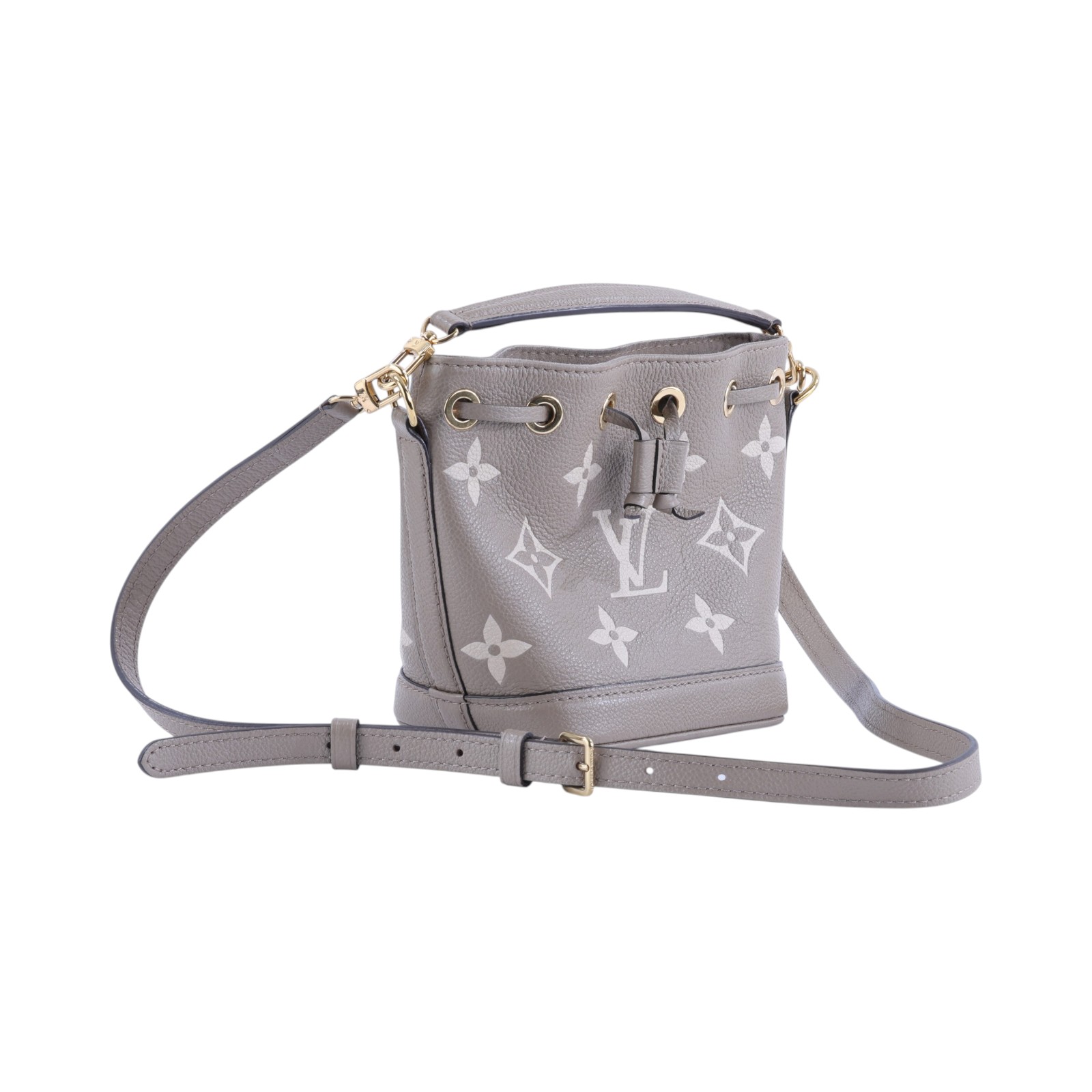 路易威登 LOUIS VUITTON Nano Noé 束口水桶包 Tourterelle 灰色 Cream色 M46291 晶片款  原廠盒子/背帶2