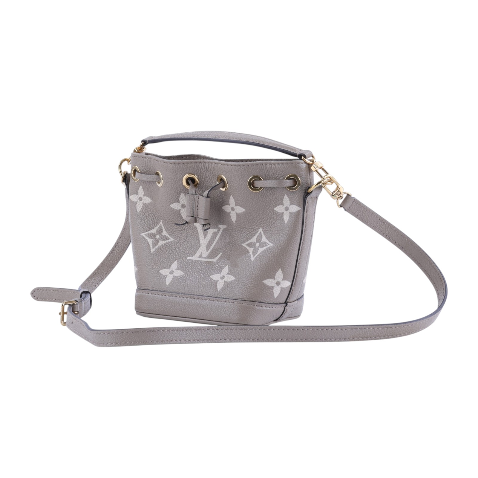 路易威登 LOUIS VUITTON Nano Noé 束口水桶包 Tourterelle 灰色 Cream色 M46291 晶片款  原廠盒子/背帶2