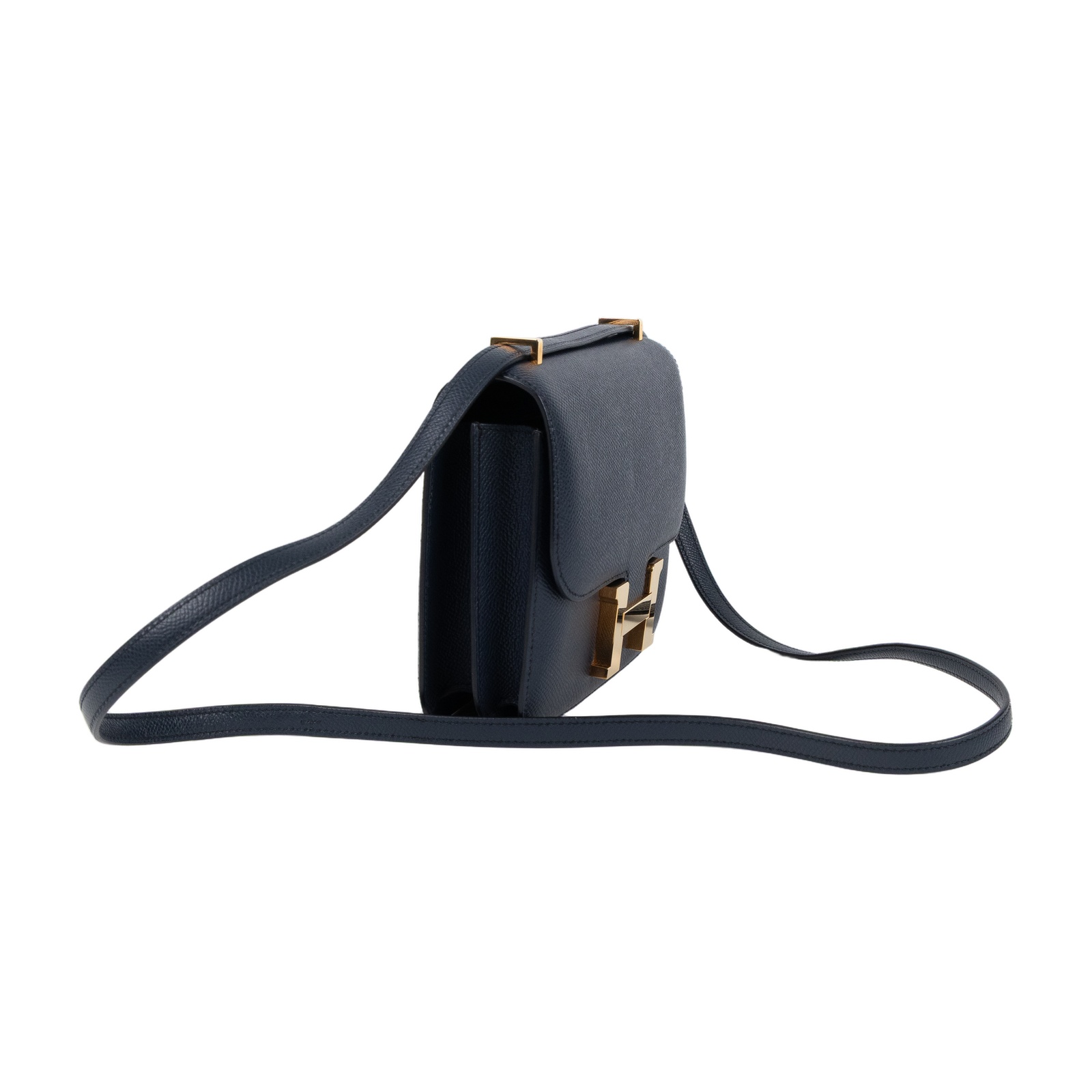愛馬仕 Hermes Constance Bag 康康包 MIni 18 玫瑰金色五金 靛藍色 H056347CD76 /ZBY138 MH  原廠盒子/防塵袋/日本購買證明
