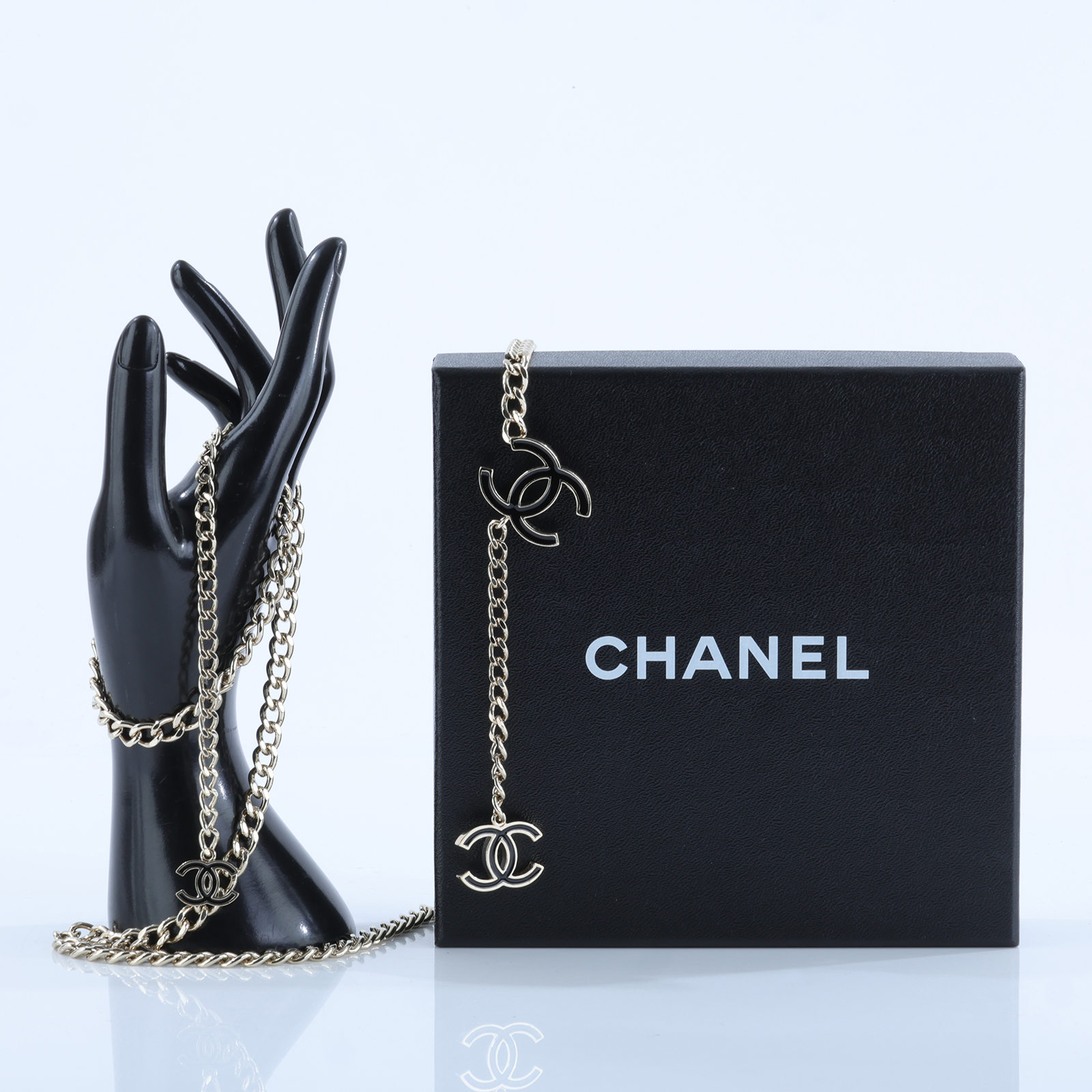 香奈兒 CHANEL 腰鏈 項鍊 A12 V 黑雙C腰鍊 原廠盒子