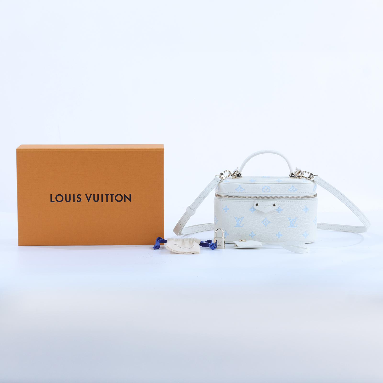 路易威登 LOUIS VUITTON Vanity Chain Pouch 手提 斜背 化妝箱 盒子包 M27744 晶片款  原廠盒子/背帶2/鎖組
