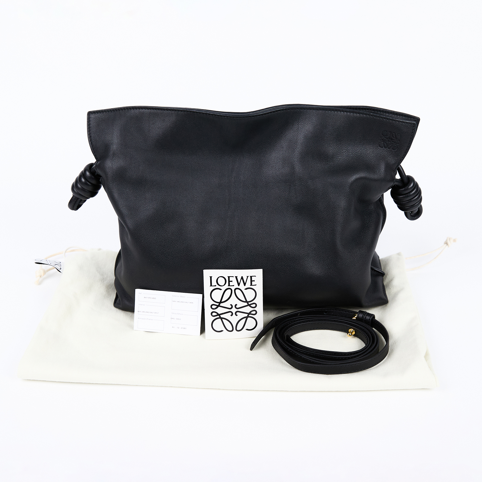 羅意威 LOEWE Flamenco Medium 中型 肩背包 A411FC1X25 黑FLAMENCO 防塵袋/背帶
