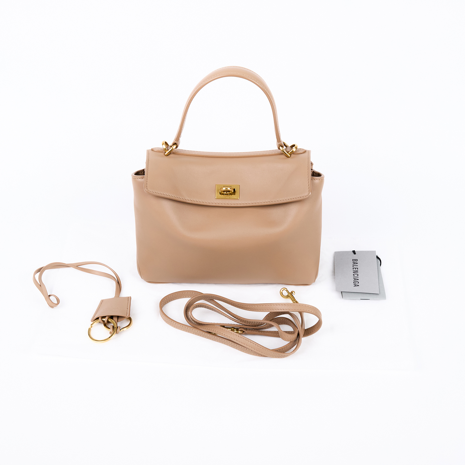 巴黎世家 BALENCIAGA Rodeo Mini 手提包 金色五金 7954562AA4V 奶茶RODEO MINI 背帶/鑰匙圈吊牌