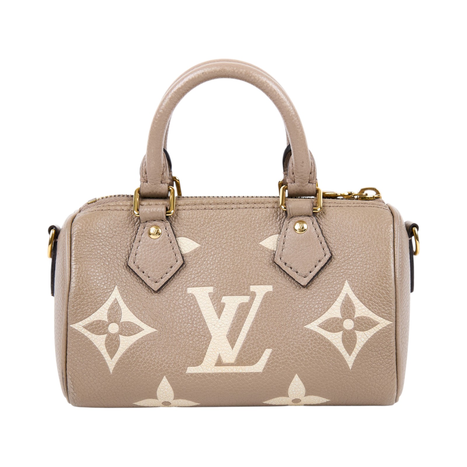 路易威登 LOUIS VUITTON Nano Speedy 手提 斜背 肩背包 灰色 奶油色 M82890 晶片款  原廠盒子/防塵袋/背帶/購買證明