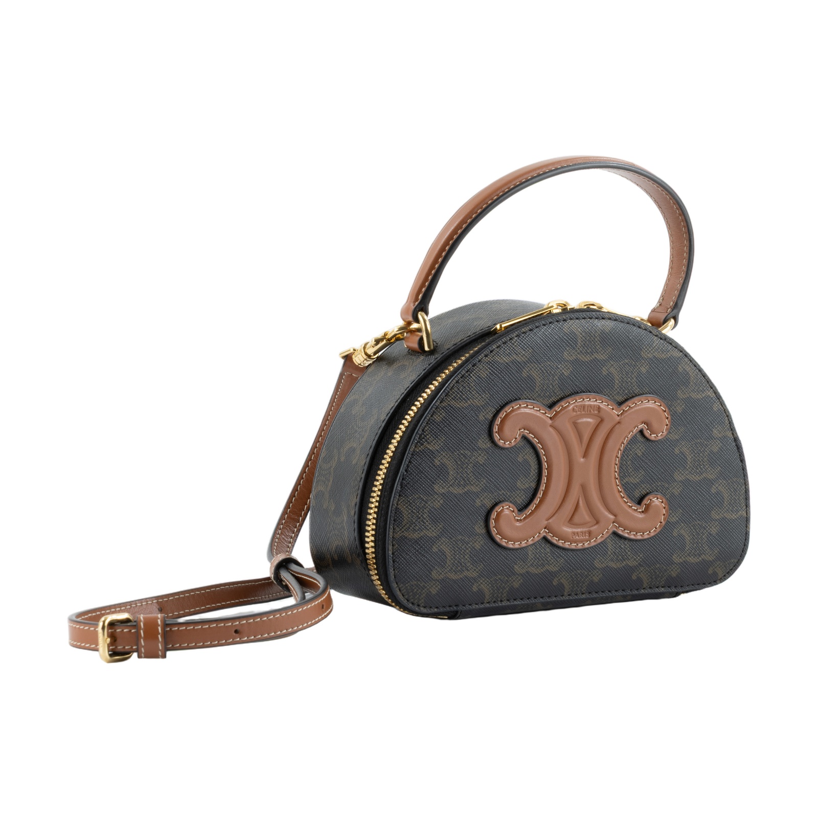 思琳 CELINE 標誌印花半月包 10K642ECM 棕黃色 HALF MOON CASE 背帶