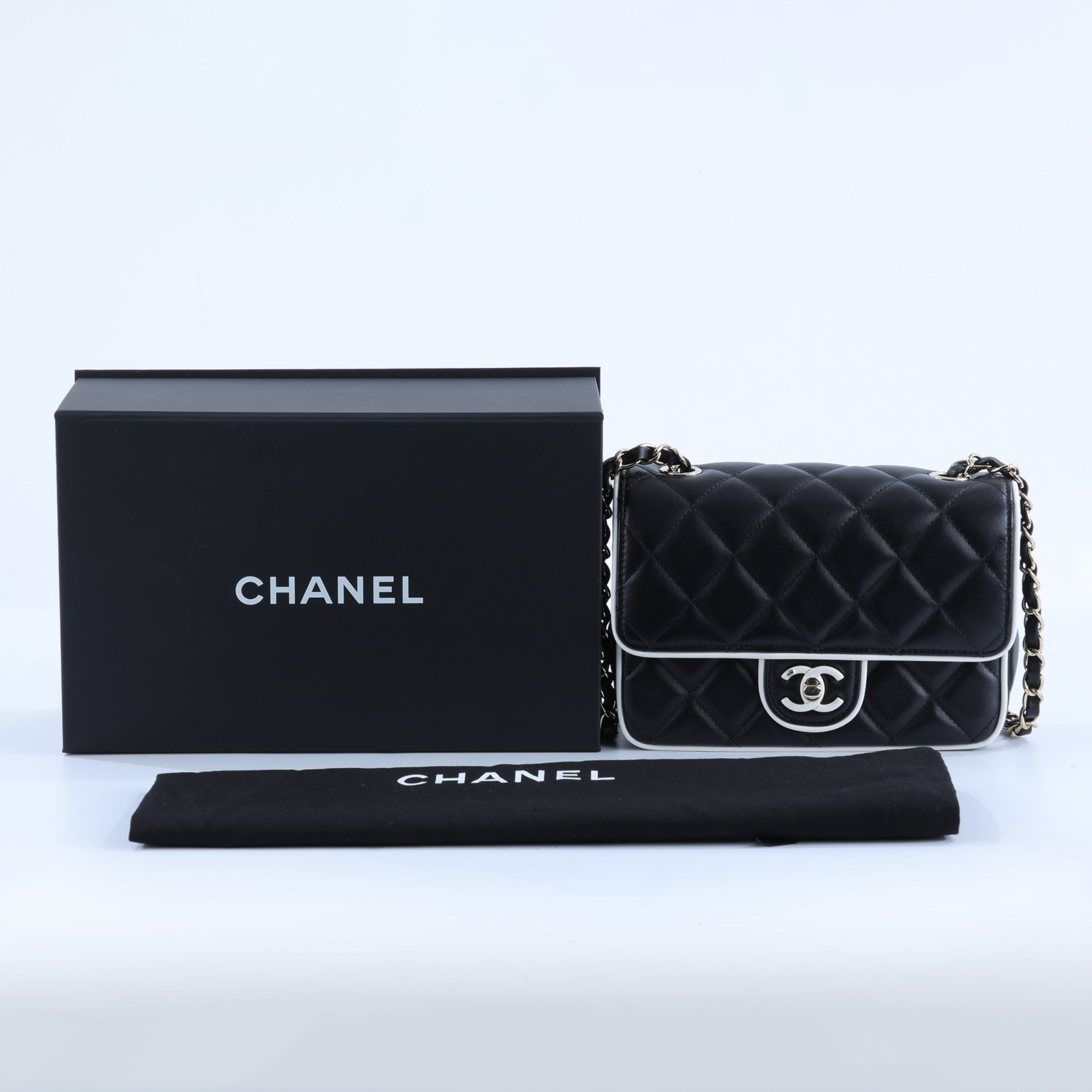 香奈兒 CHANEL 方胖 口蓋包 AS5151 B19381 晶片款 黑金羊白雙C釦方胖 原廠盒子/防塵袋