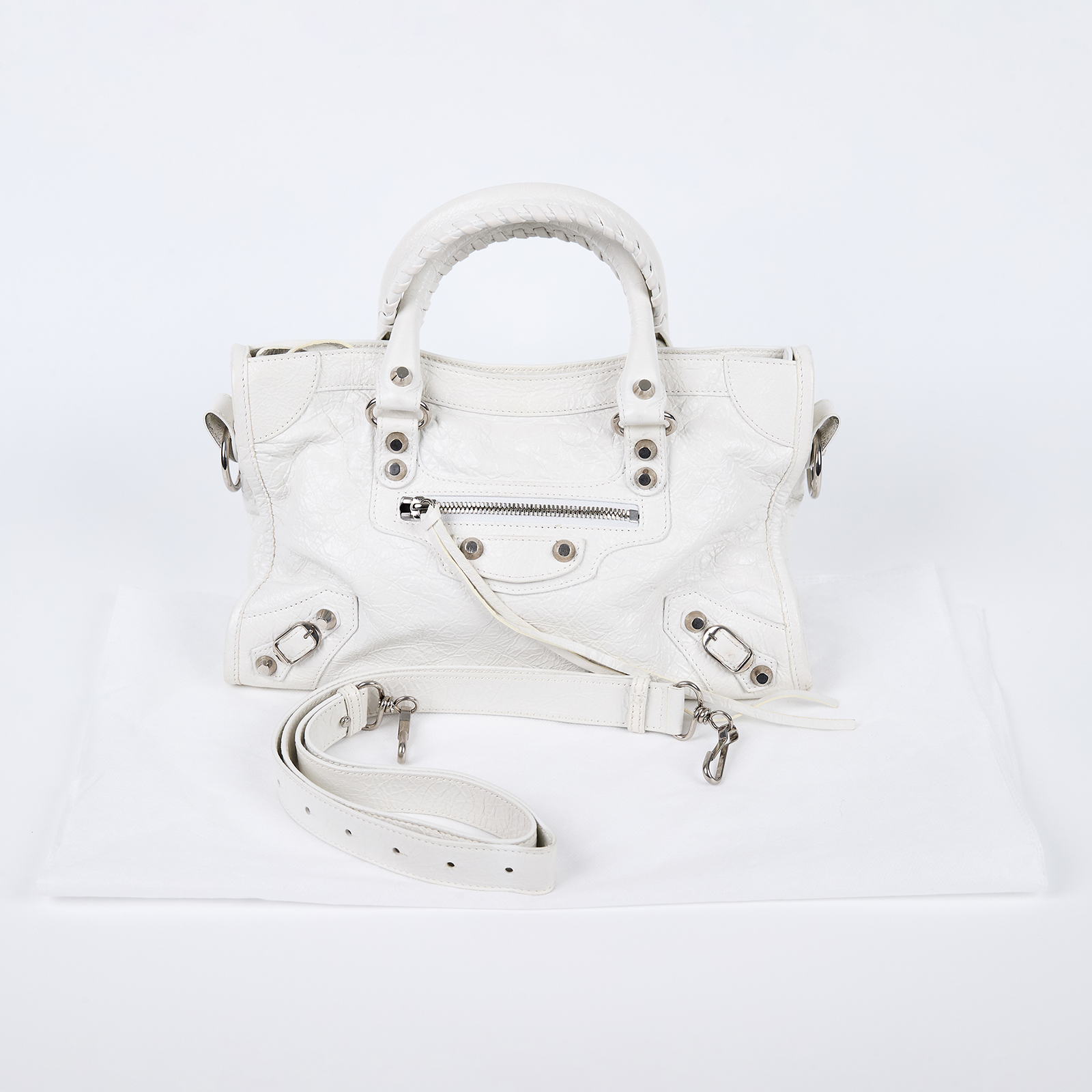 巴黎世家 BALENCIAGA Le City 機車包 小型 8114422ABEK 白LE CITY機車包SAMLL 背帶