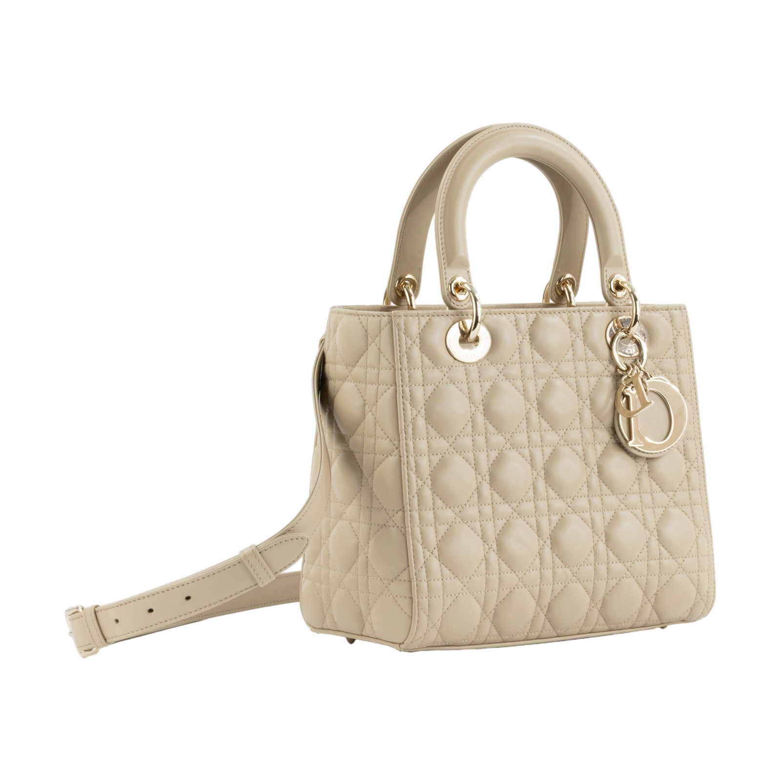 迪奧 CHRISTIAN DIOR Lady Dior 中型 肩背 斜背 手提包 M0565ONGE  原廠盒子/防塵袋/背帶/保證卡