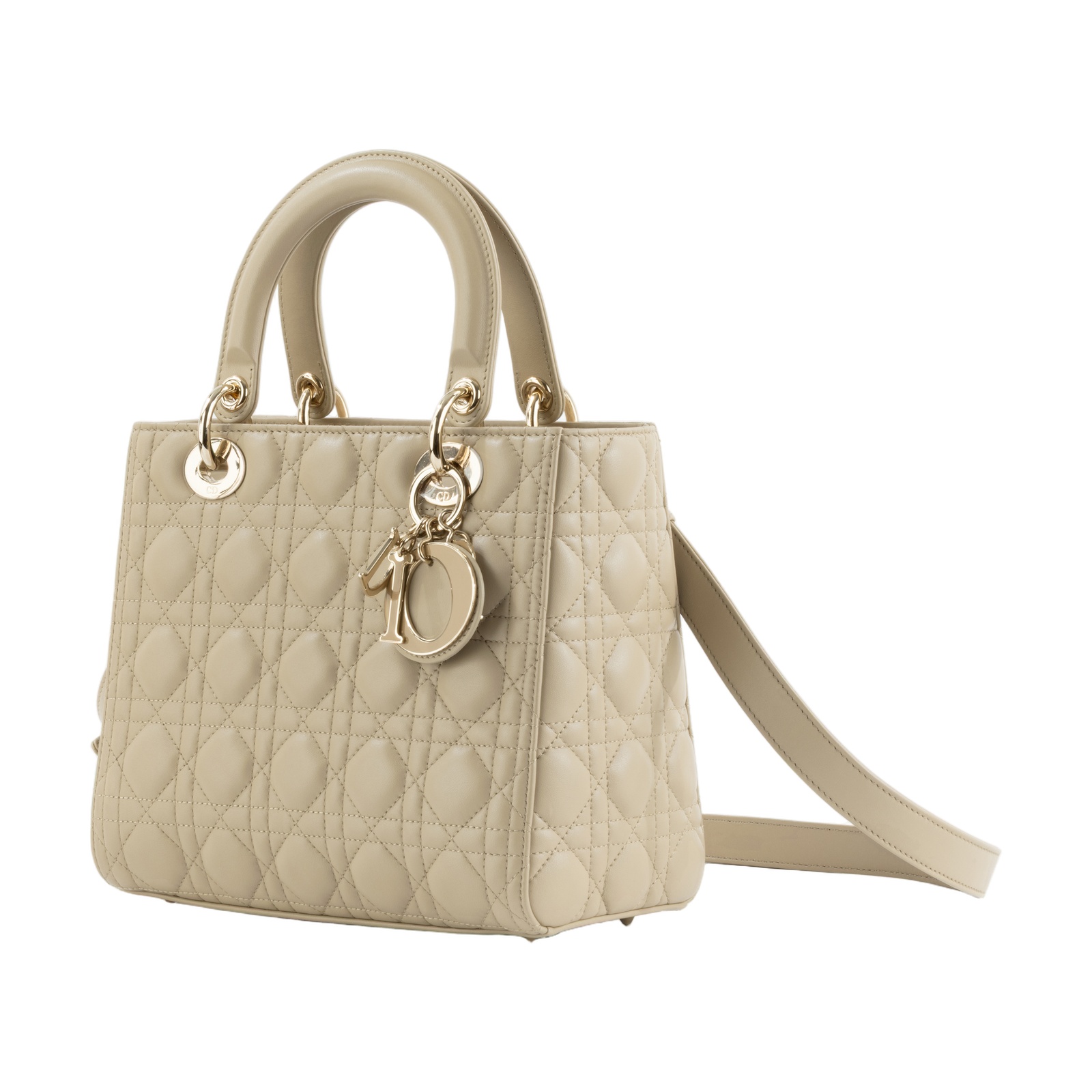 迪奧 CHRISTIAN DIOR Lady Dior 中型 肩背 斜背 手提包 M0565ONGE  原廠盒子/防塵袋/背帶/保證卡