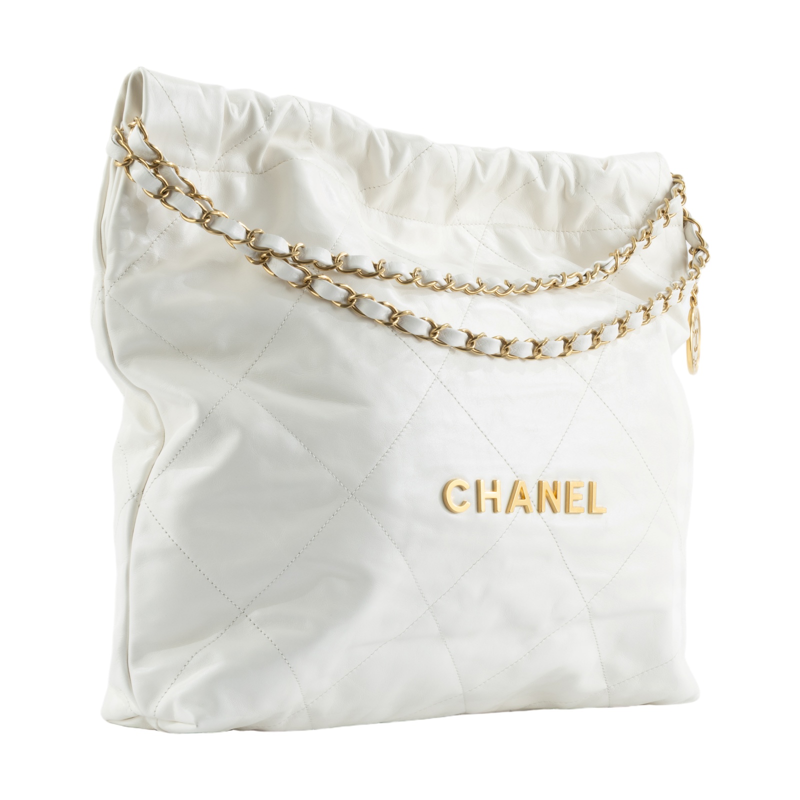 香奈兒 CHANEL 22 中型 束口包 AS3261 晶片款 白22包中號 防塵袋/內袋
