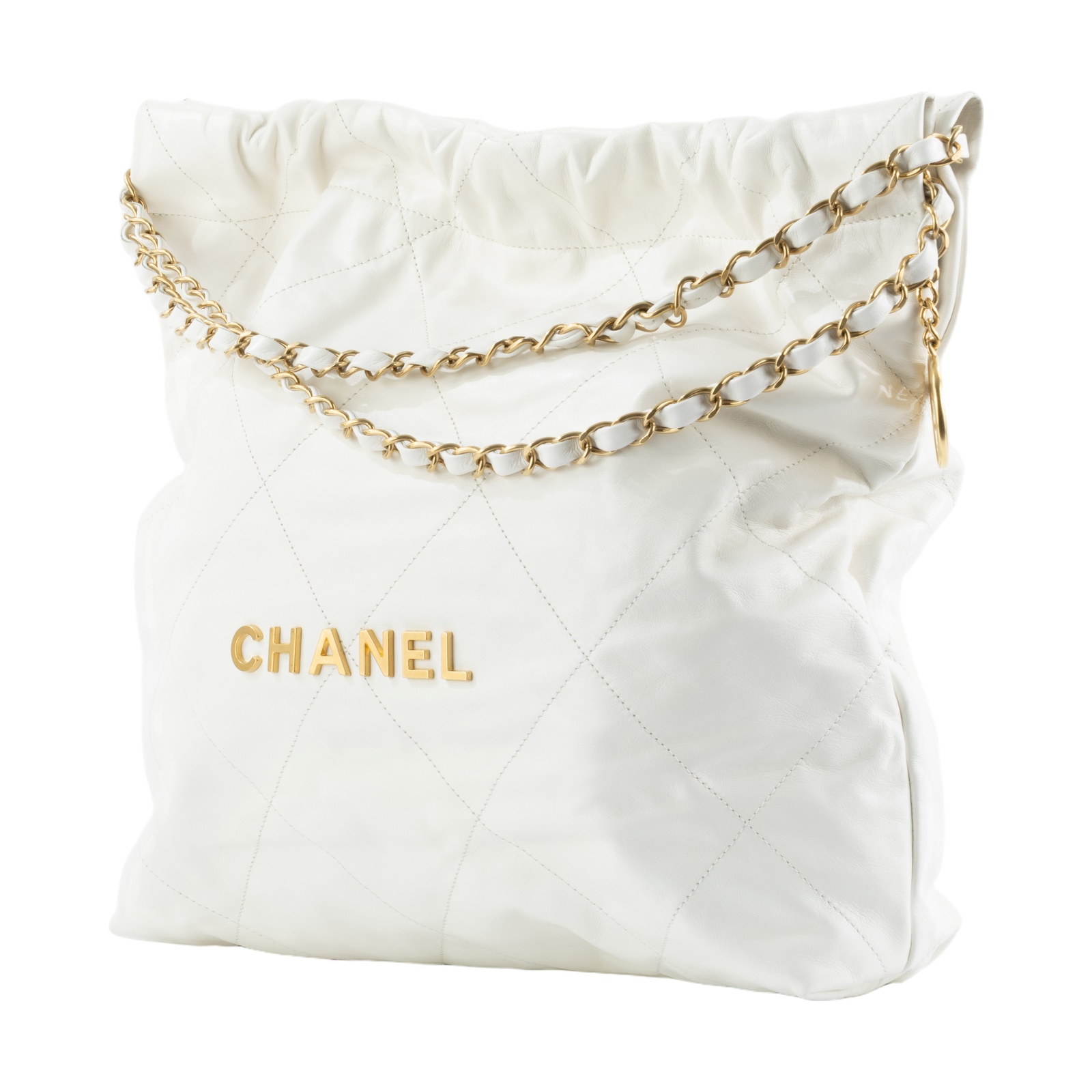 香奈兒 CHANEL 22 中型 束口包 AS3261 晶片款 白22包中號 防塵袋/內袋