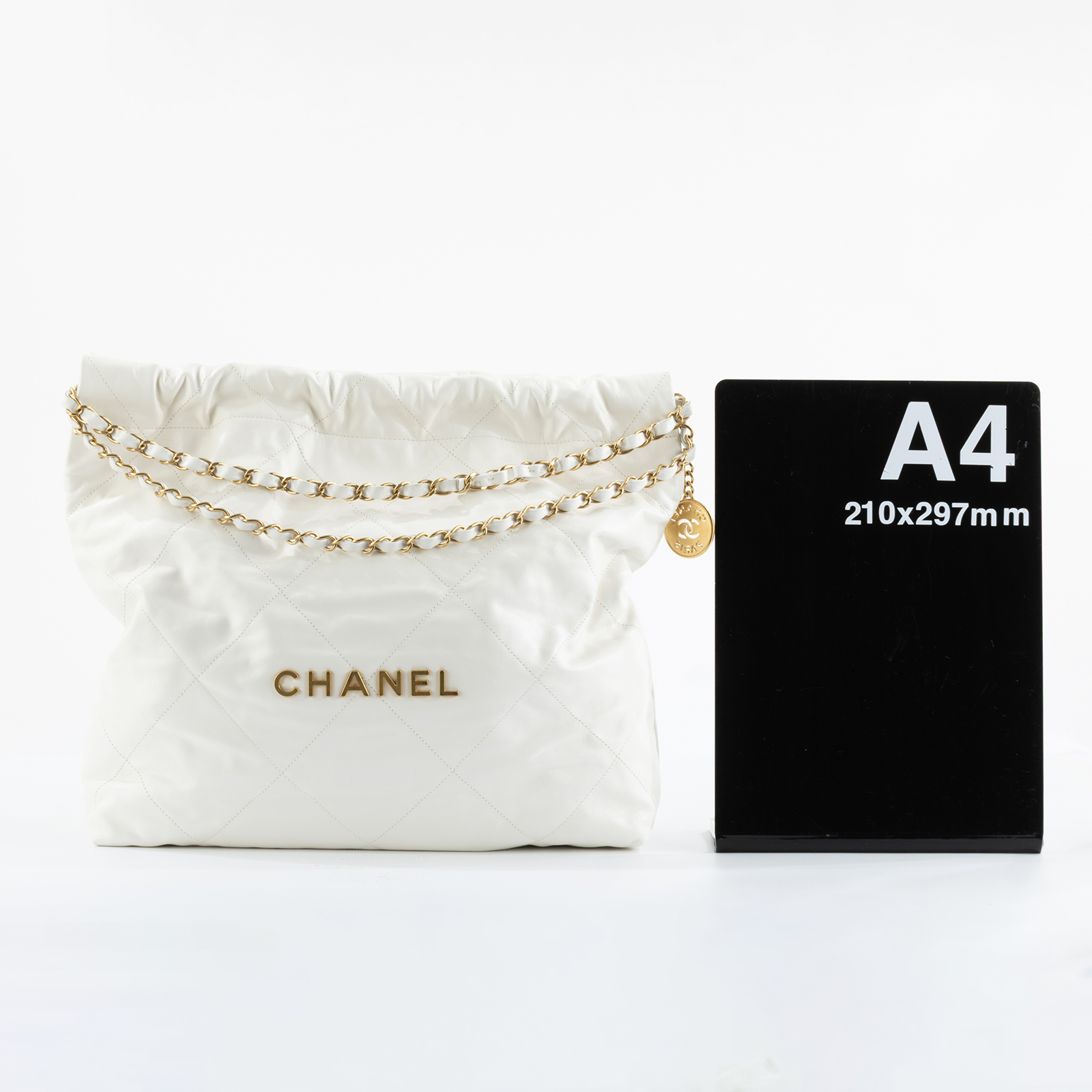 香奈兒 CHANEL 22 中型 束口包 AS3261 晶片款 白22包中號 防塵袋/內袋